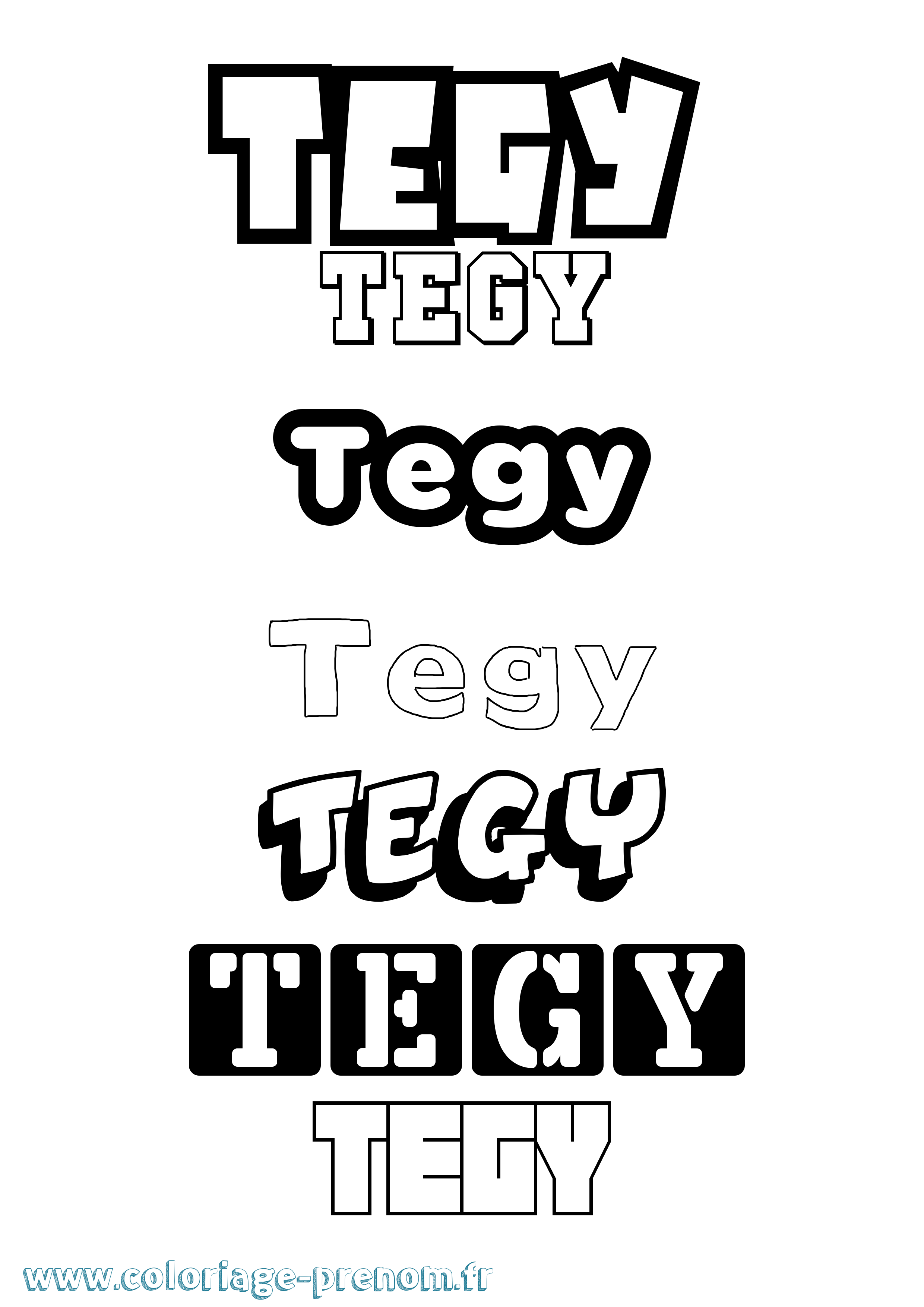 Coloriage Tegy Simple Coloriage prénom Tegy Simple