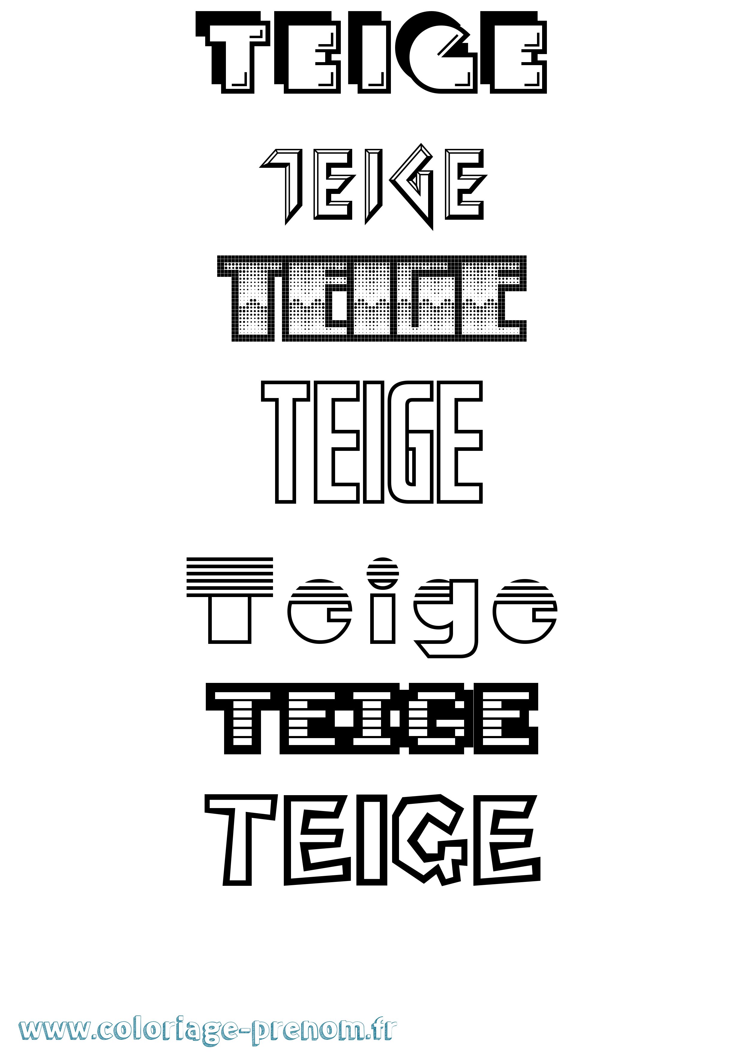 Coloriage Teige Jeux Vidéos Coloriage prénom Teige Jeux Vidéos