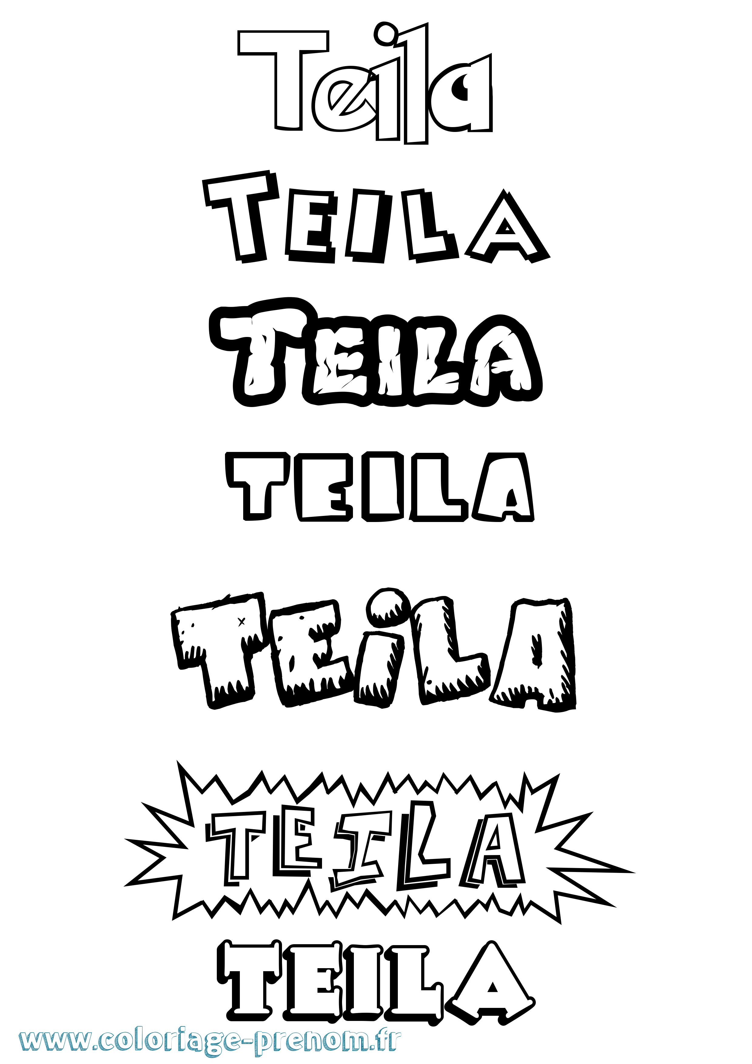 Coloriage Teila Dessin Animé Coloriage prénom Teila Dessin Animé