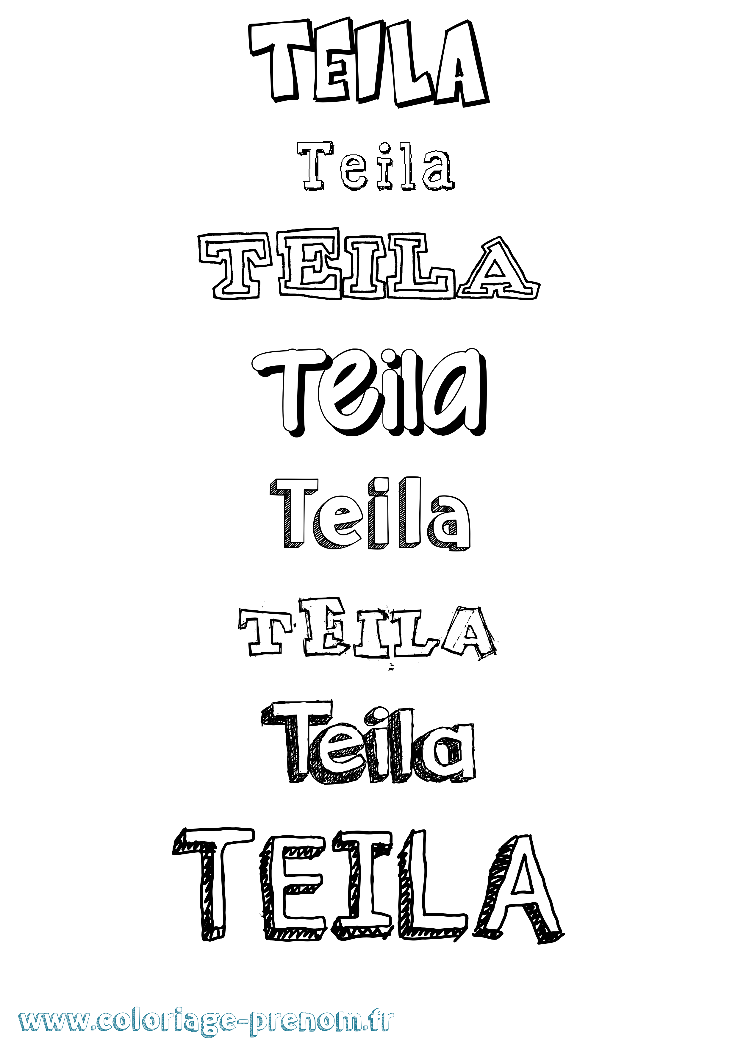 Coloriage Teila Dessiné Coloriage prénom Teila Dessiné