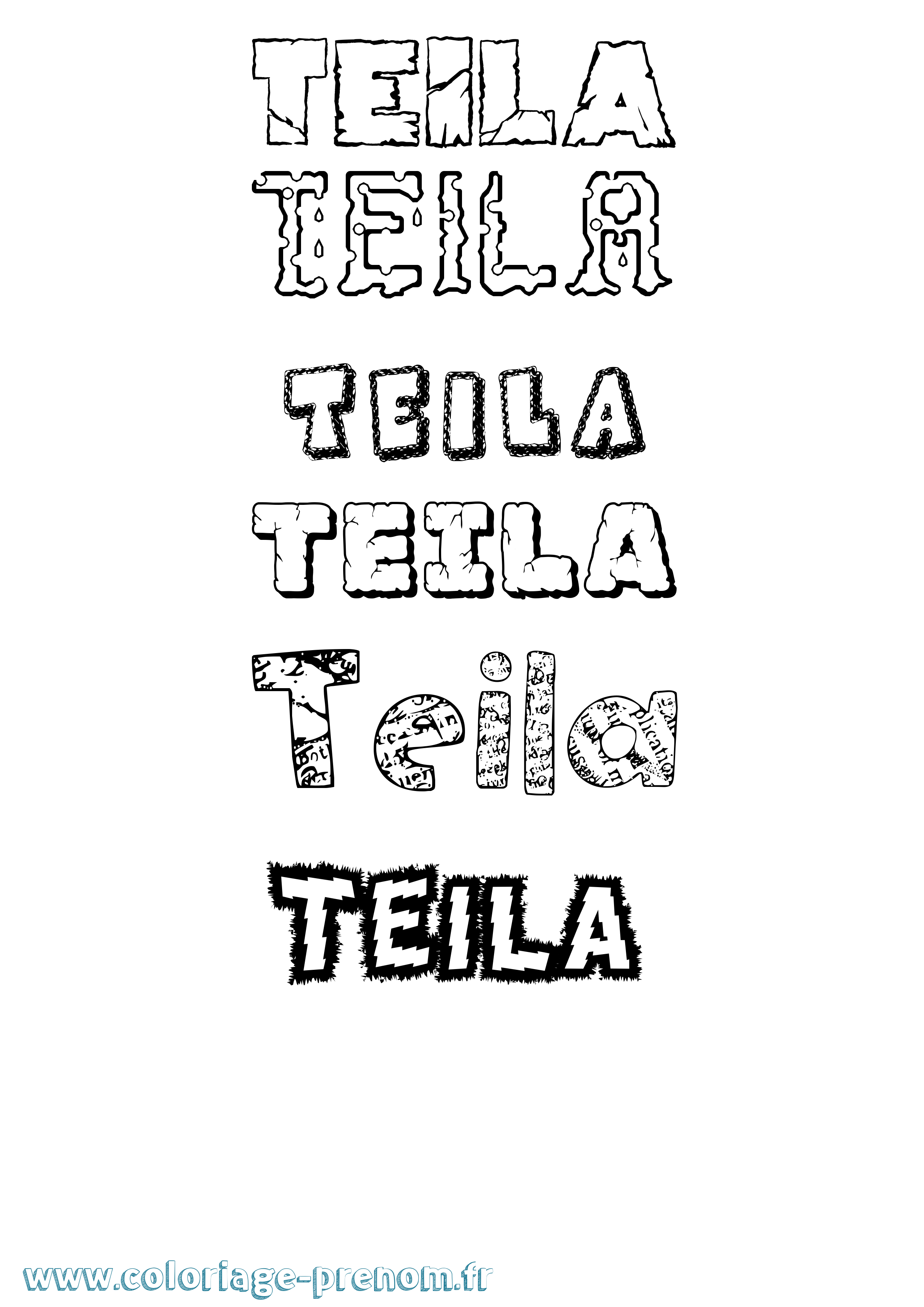 Coloriage Teila Destructuré Coloriage prénom Teila Destructuré