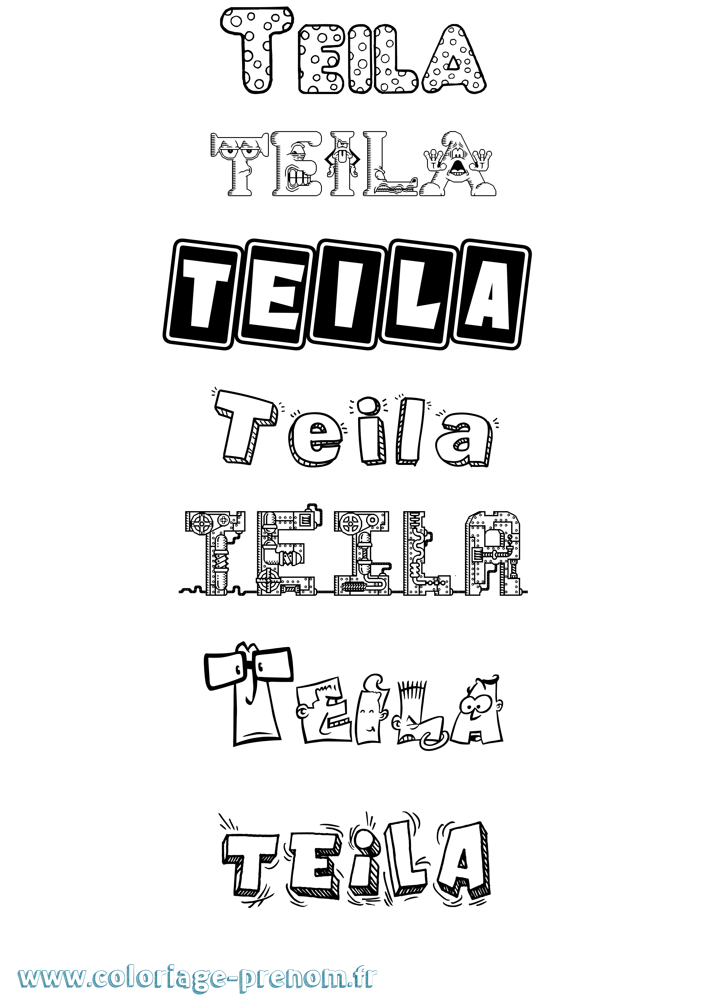 Coloriage Teila Fun Coloriage prénom Teila Fun