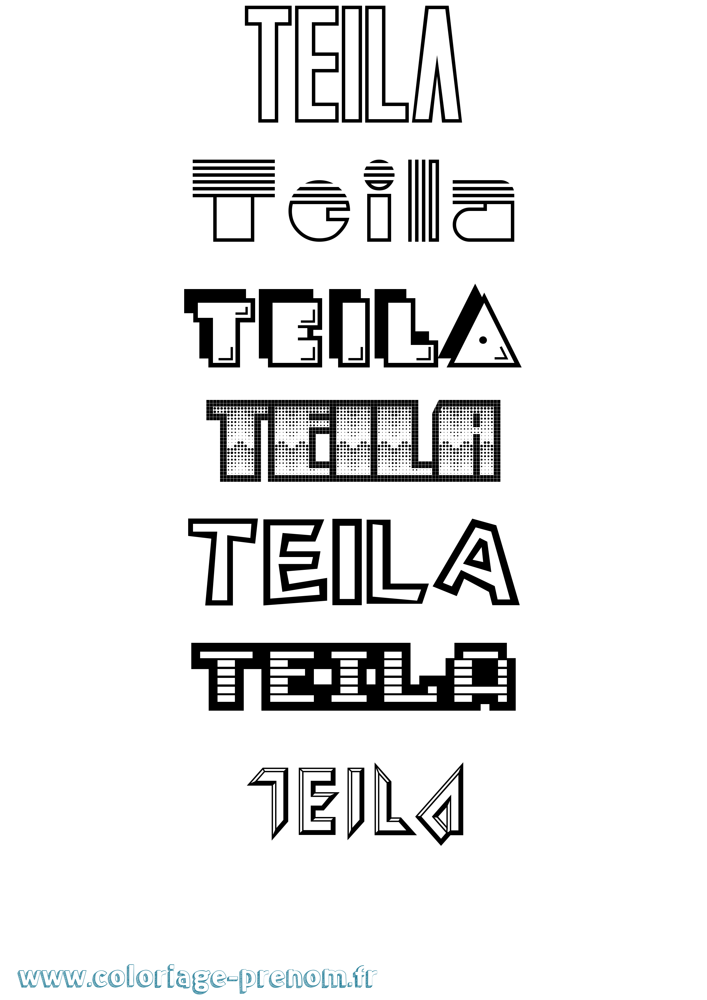 Coloriage Teila Jeux Vidéos Coloriage prénom Teila Jeux Vidéos