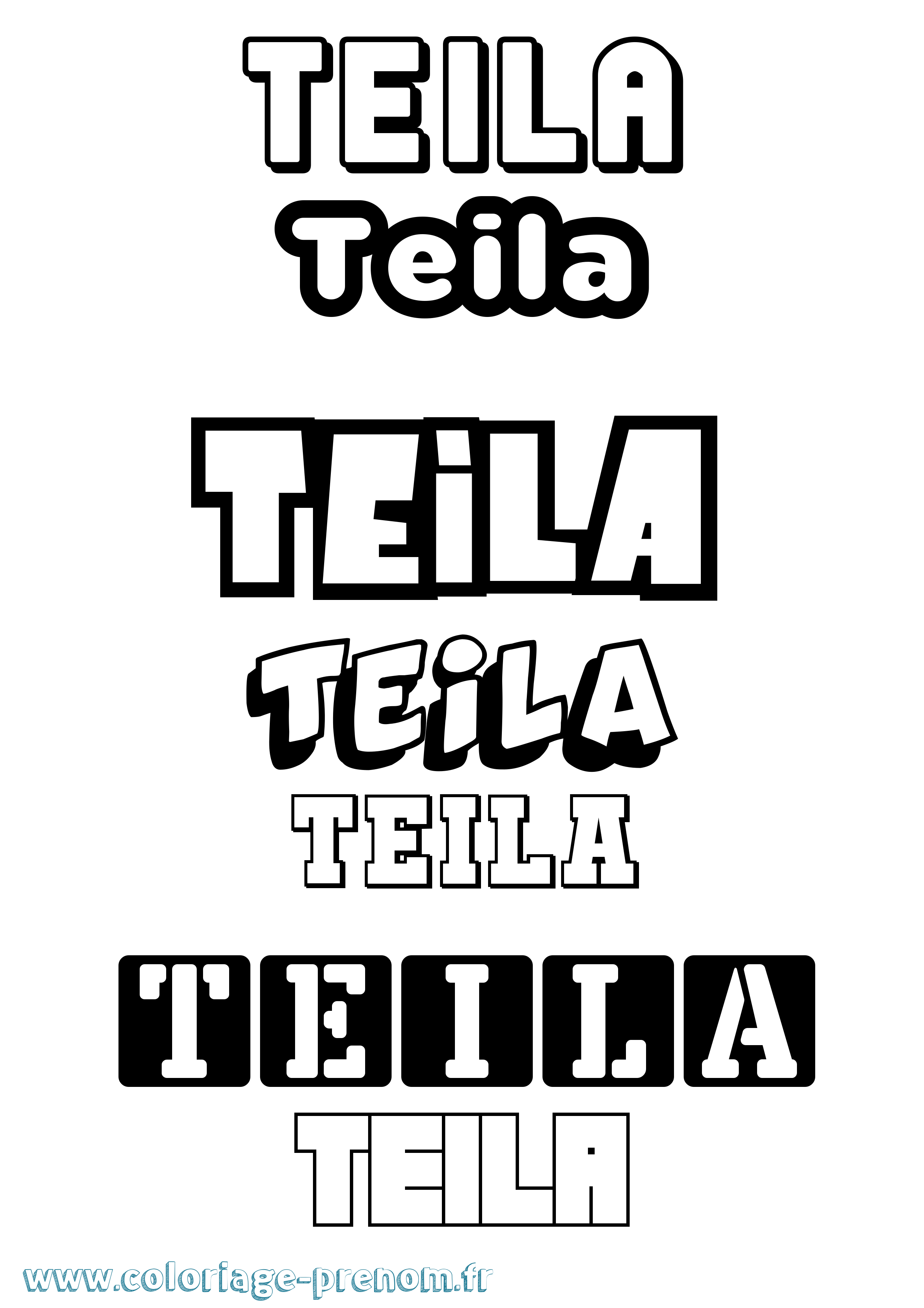 Coloriage Teila Simple Coloriage prénom Teila Simple