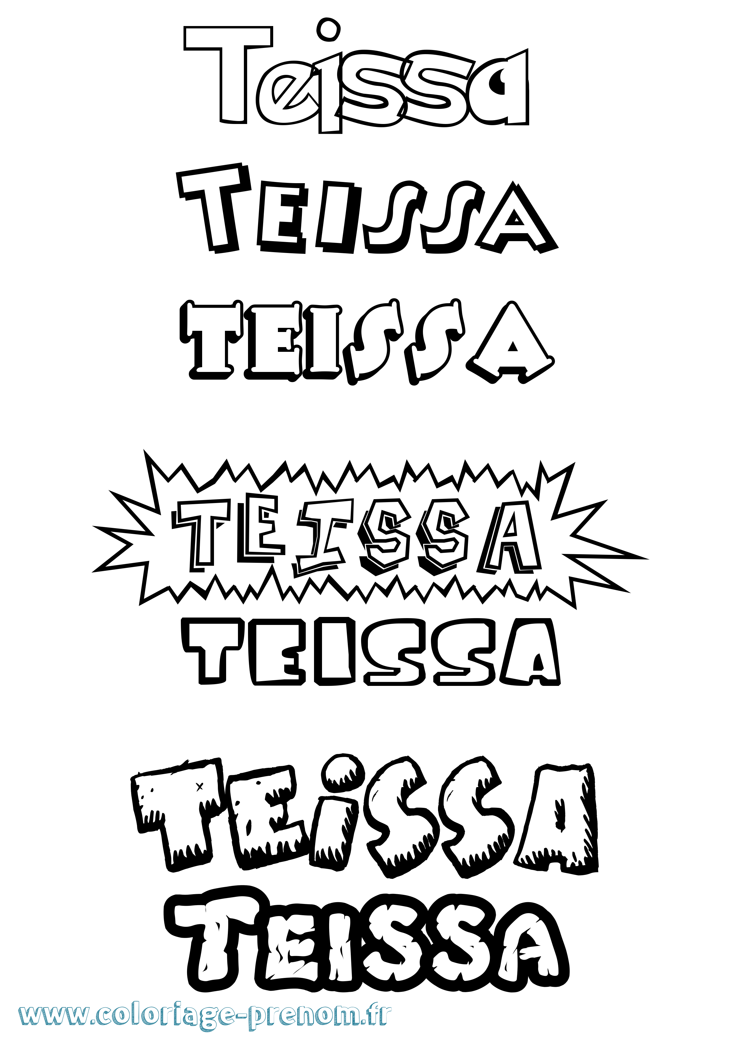Coloriage Teissa Dessin Animé Coloriage prénom Teissa Dessin Animé