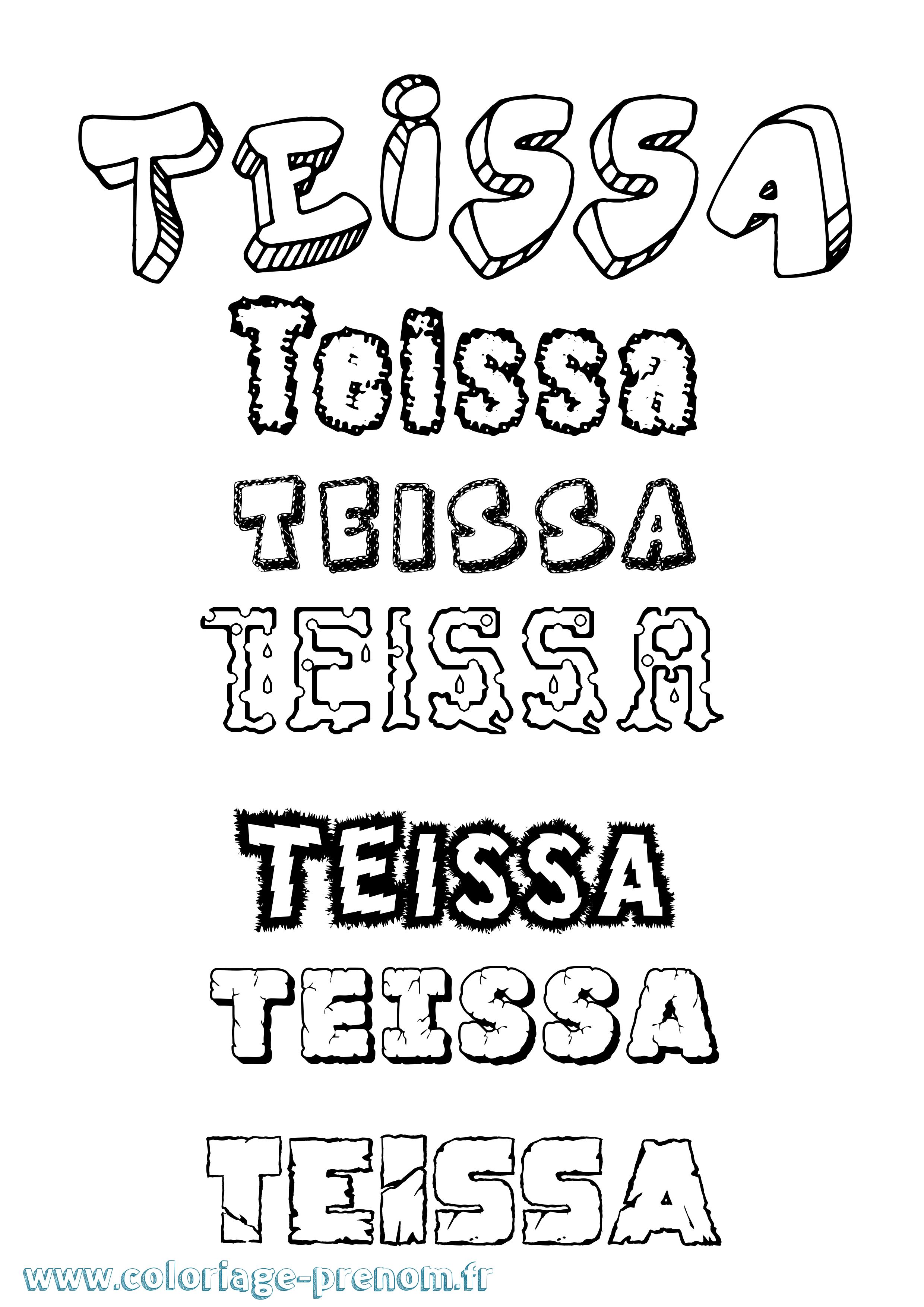 Coloriage Teissa Destructuré Coloriage prénom Teissa Destructuré