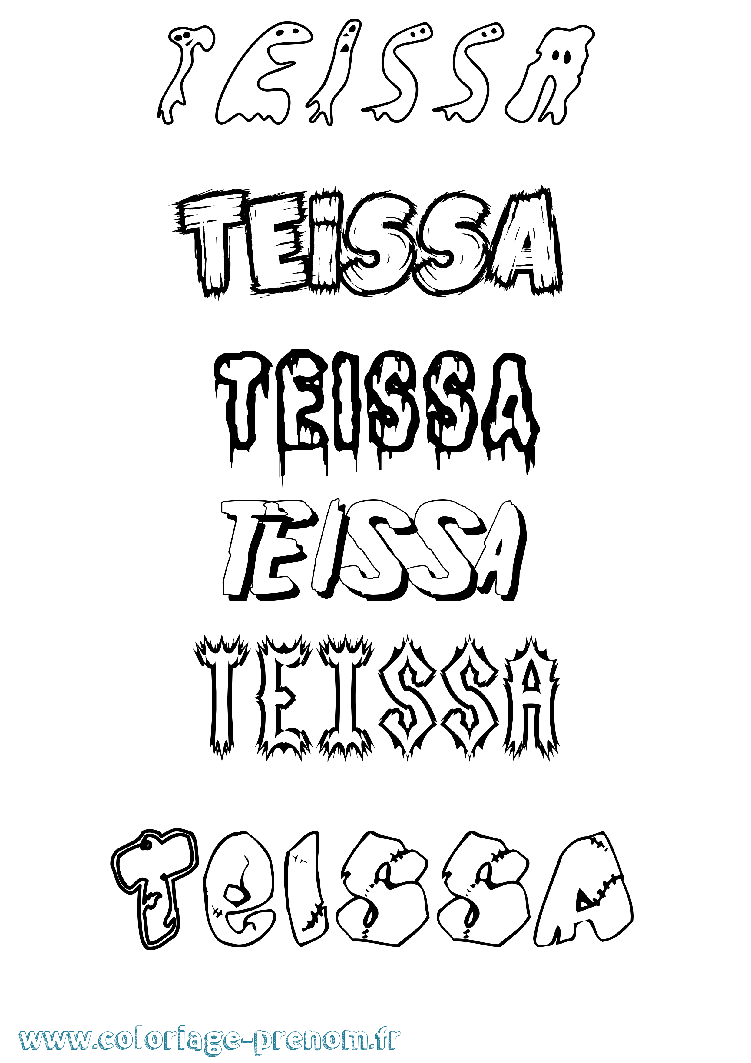 Coloriage Teissa Frisson Coloriage prénom Teissa Frisson