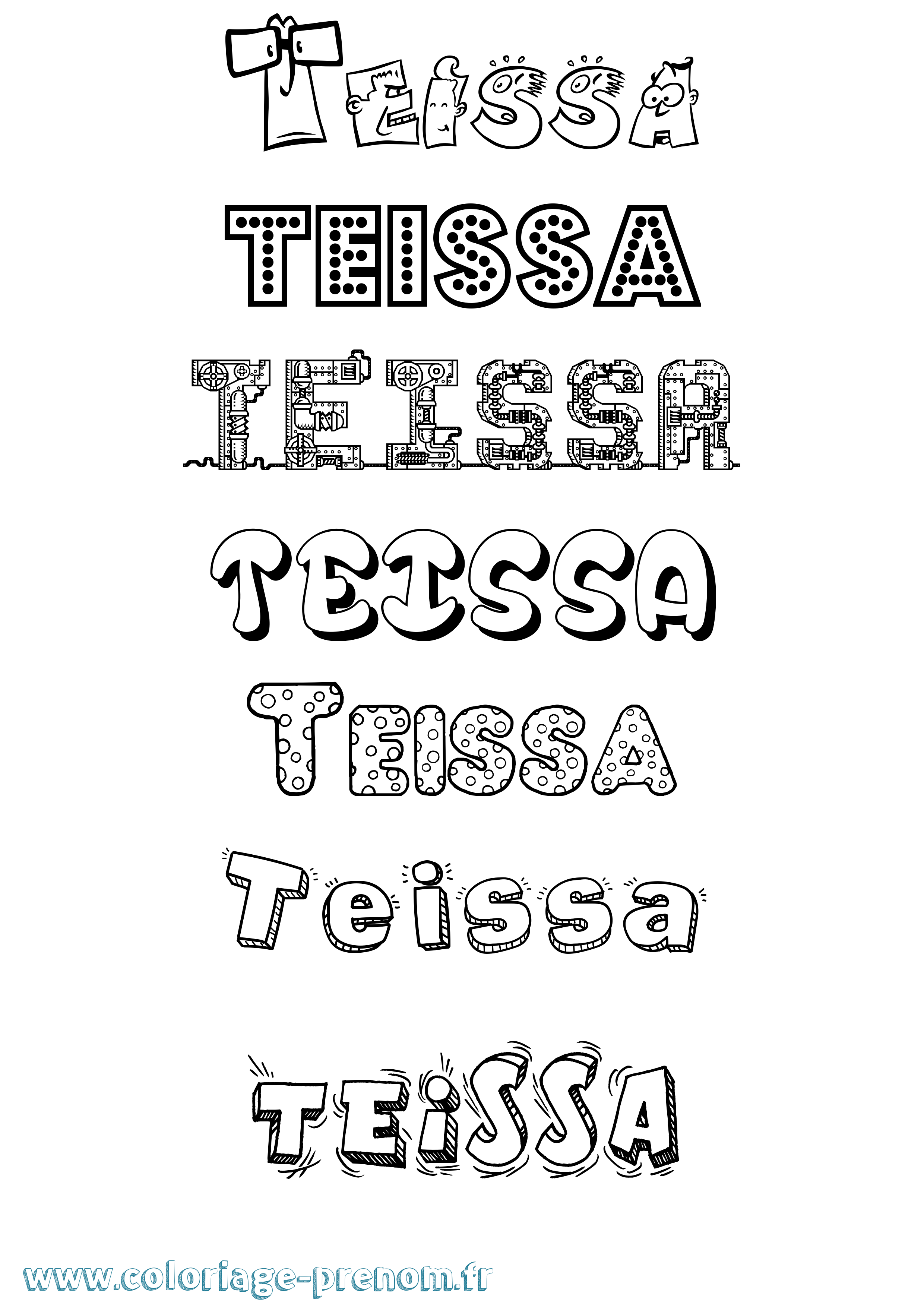 Coloriage Teissa Fun Coloriage prénom Teissa Fun