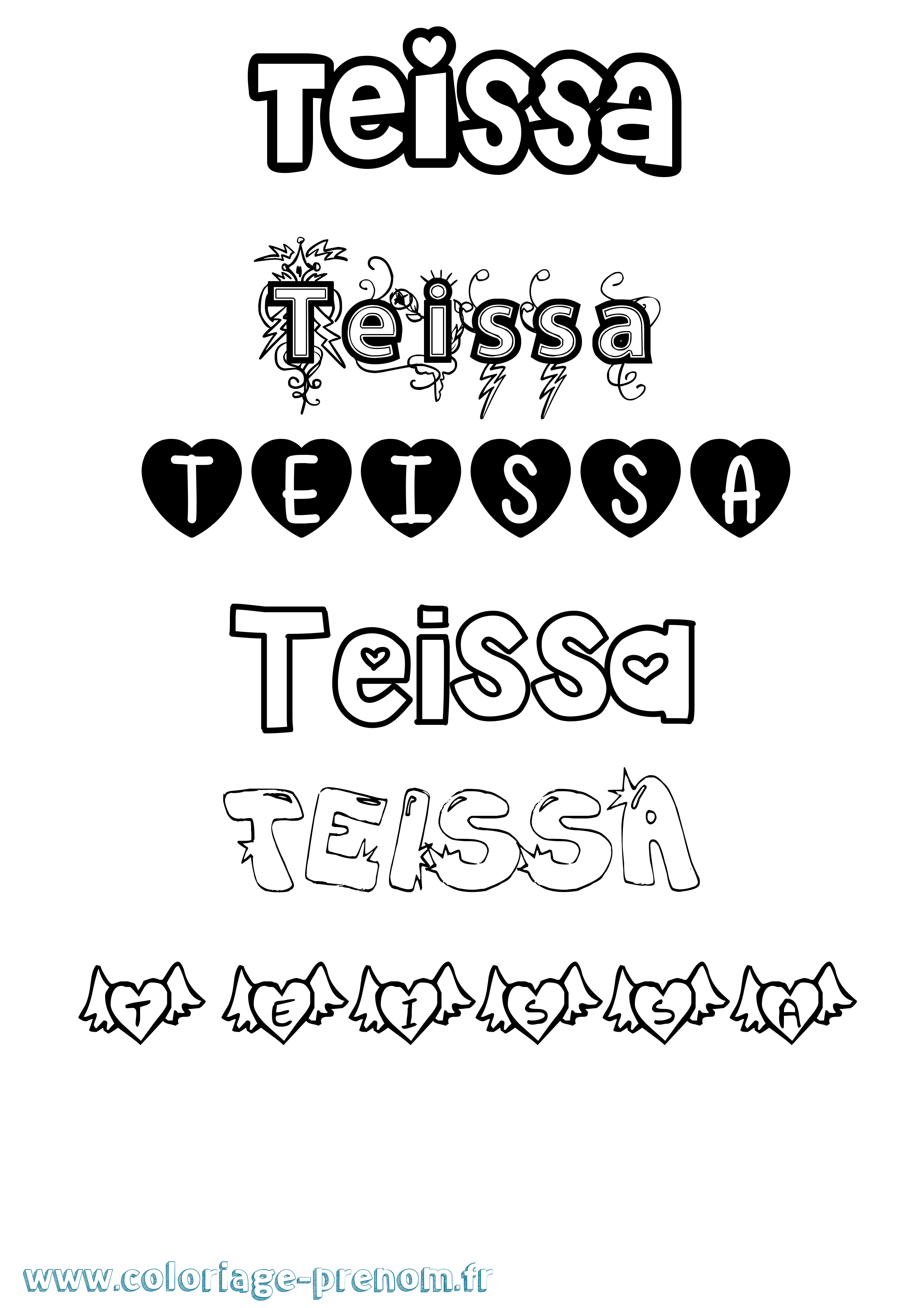 Coloriage Teissa Girly Coloriage prénom Teissa Girly