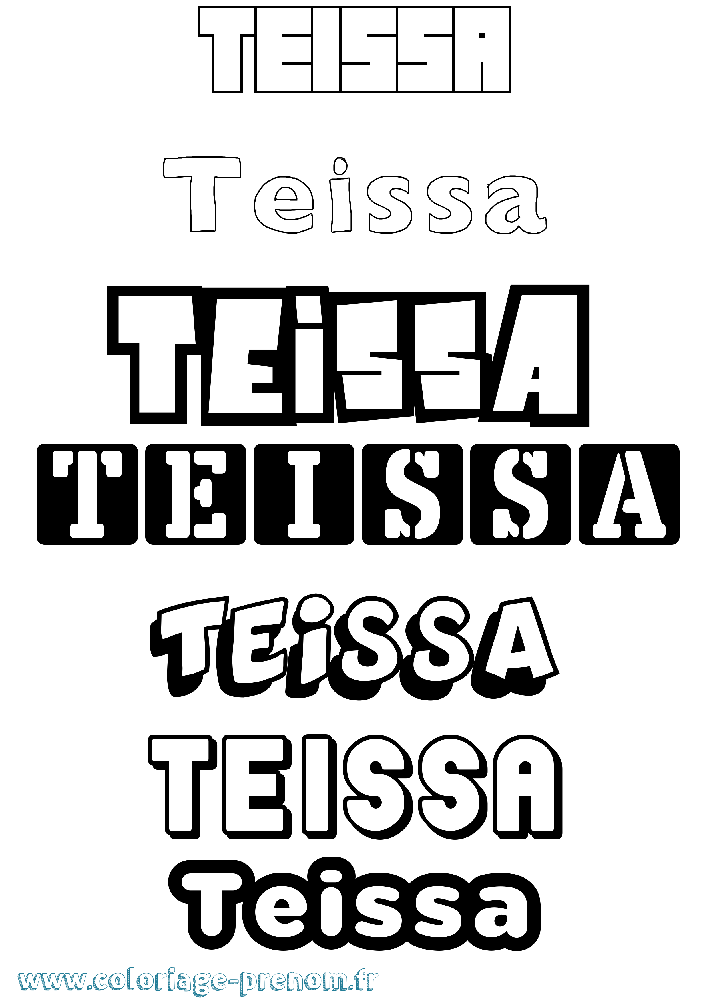 Coloriage Teissa Simple Coloriage prénom Teissa Simple