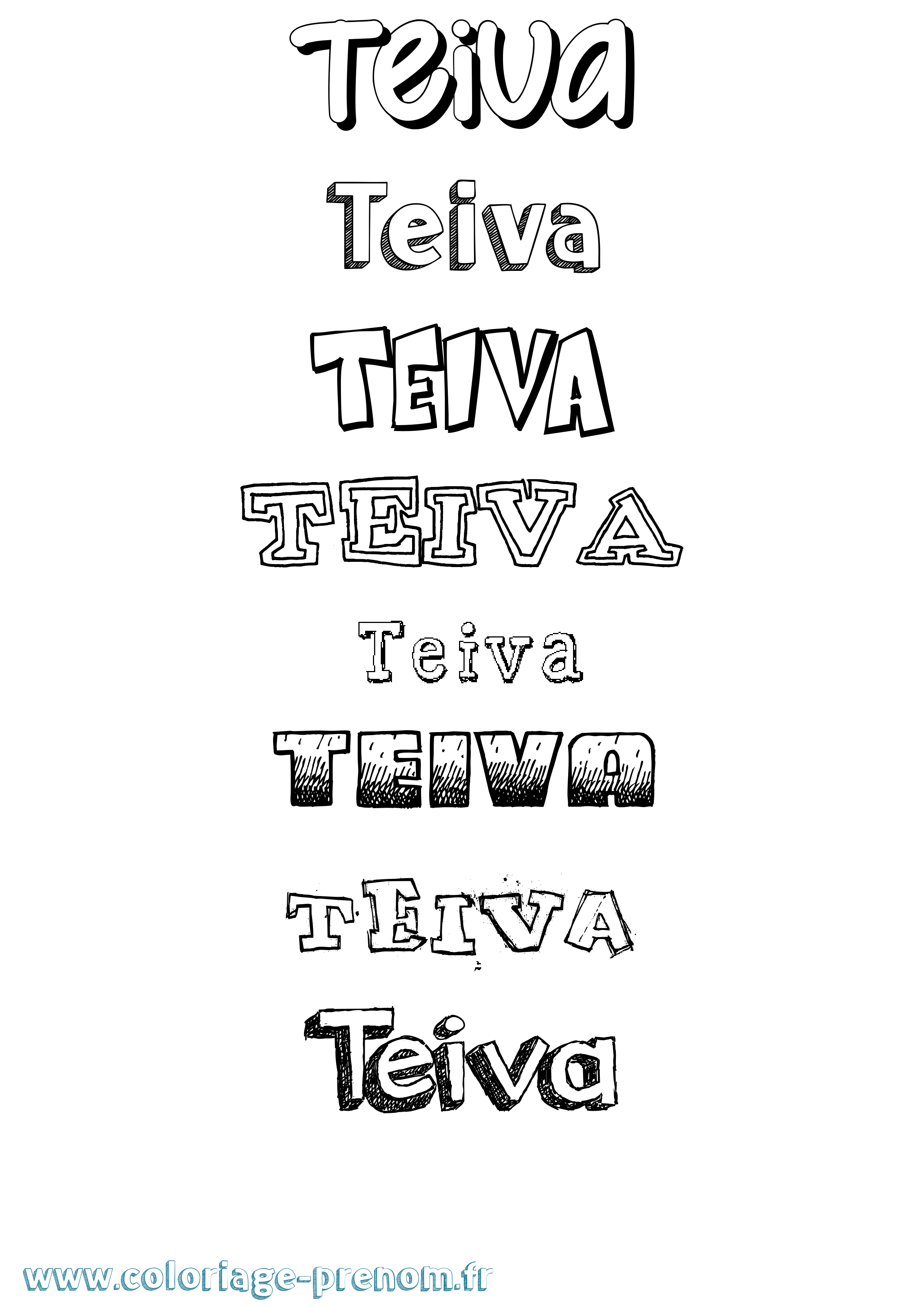 Coloriage Teiva Dessiné Coloriage prénom Teiva Dessiné