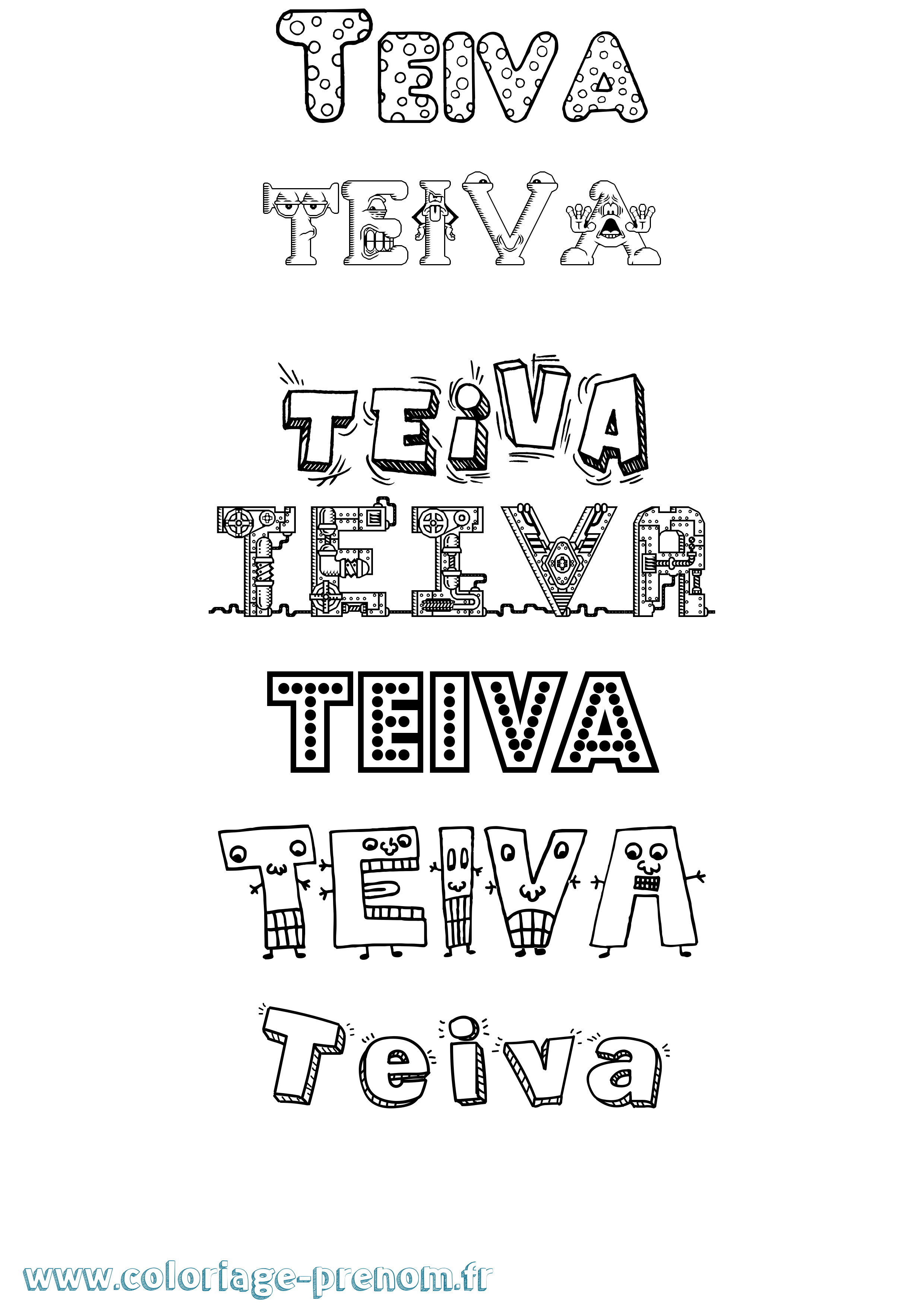 Coloriage Teiva Fun Coloriage prénom Teiva Fun