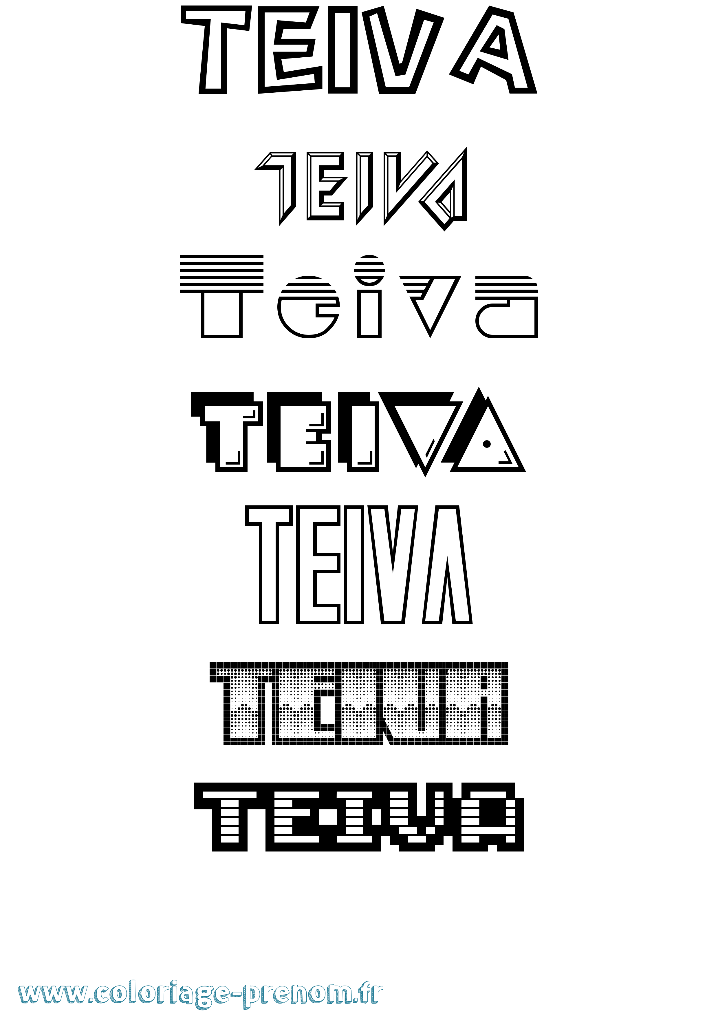 Coloriage Teiva Jeux Vidéos Coloriage prénom Teiva Jeux Vidéos