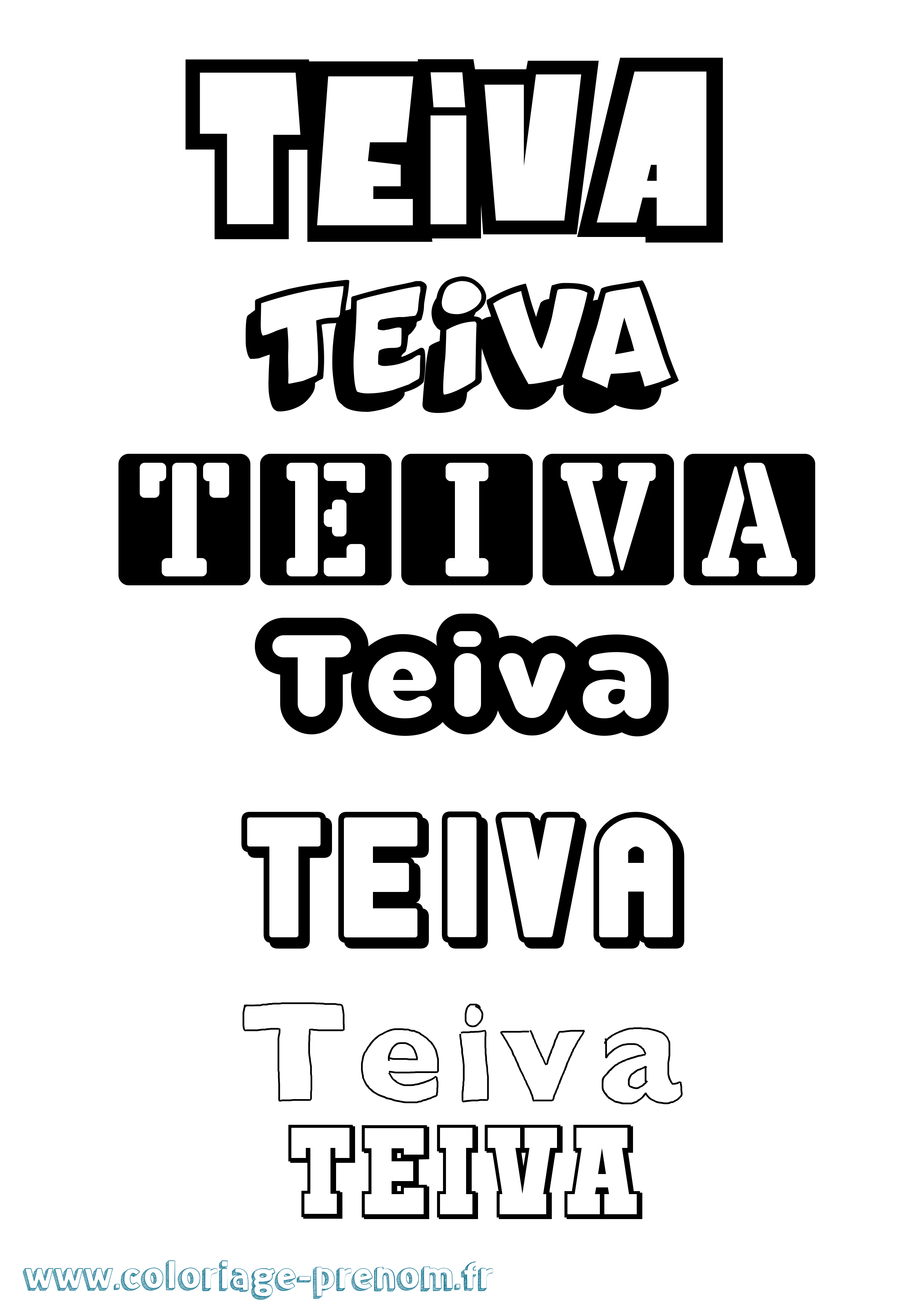 Coloriage Teiva Simple Coloriage prénom Teiva Simple