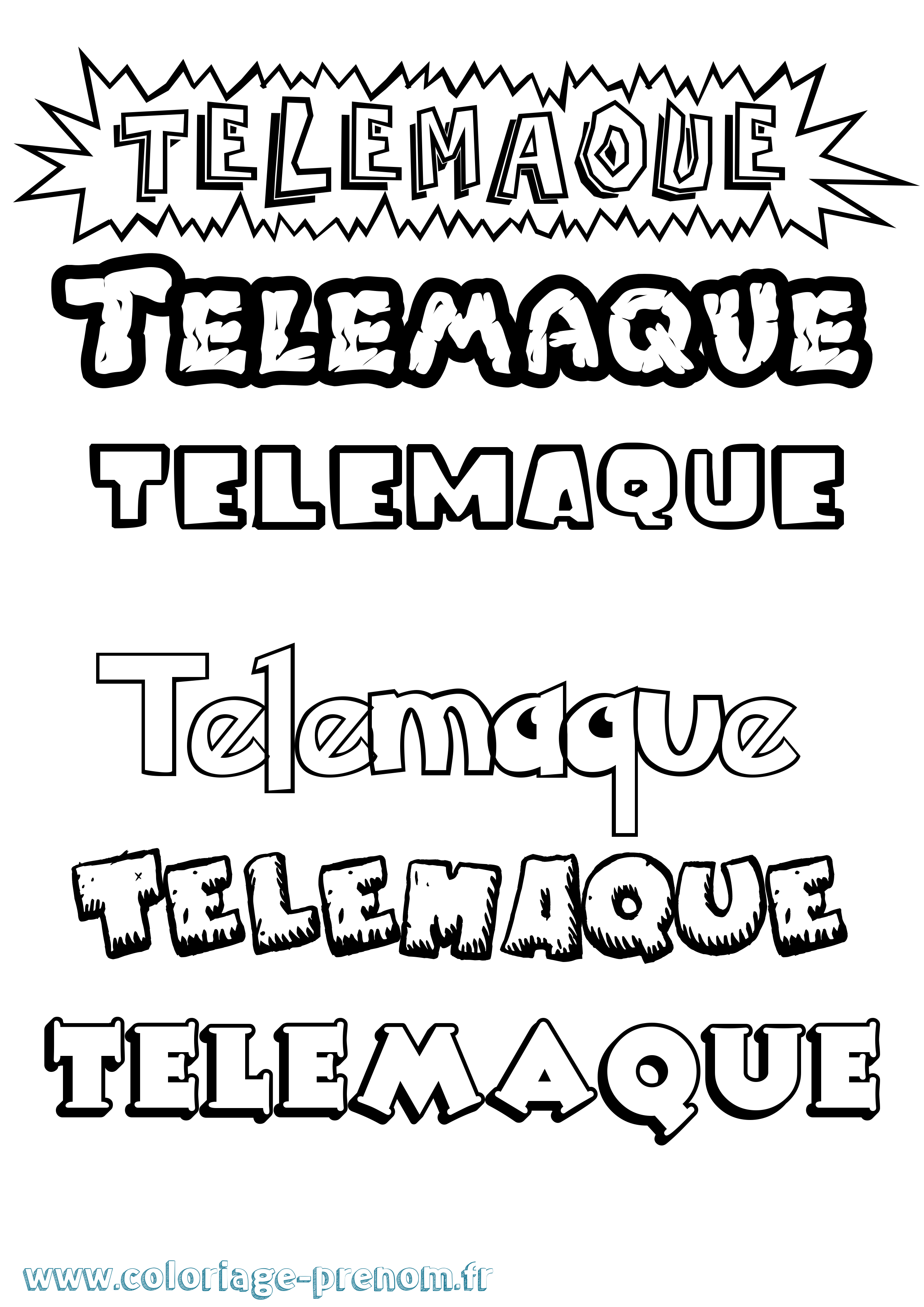 Coloriage Telemaque Dessin Animé Coloriage prénom Telemaque Dessin Animé