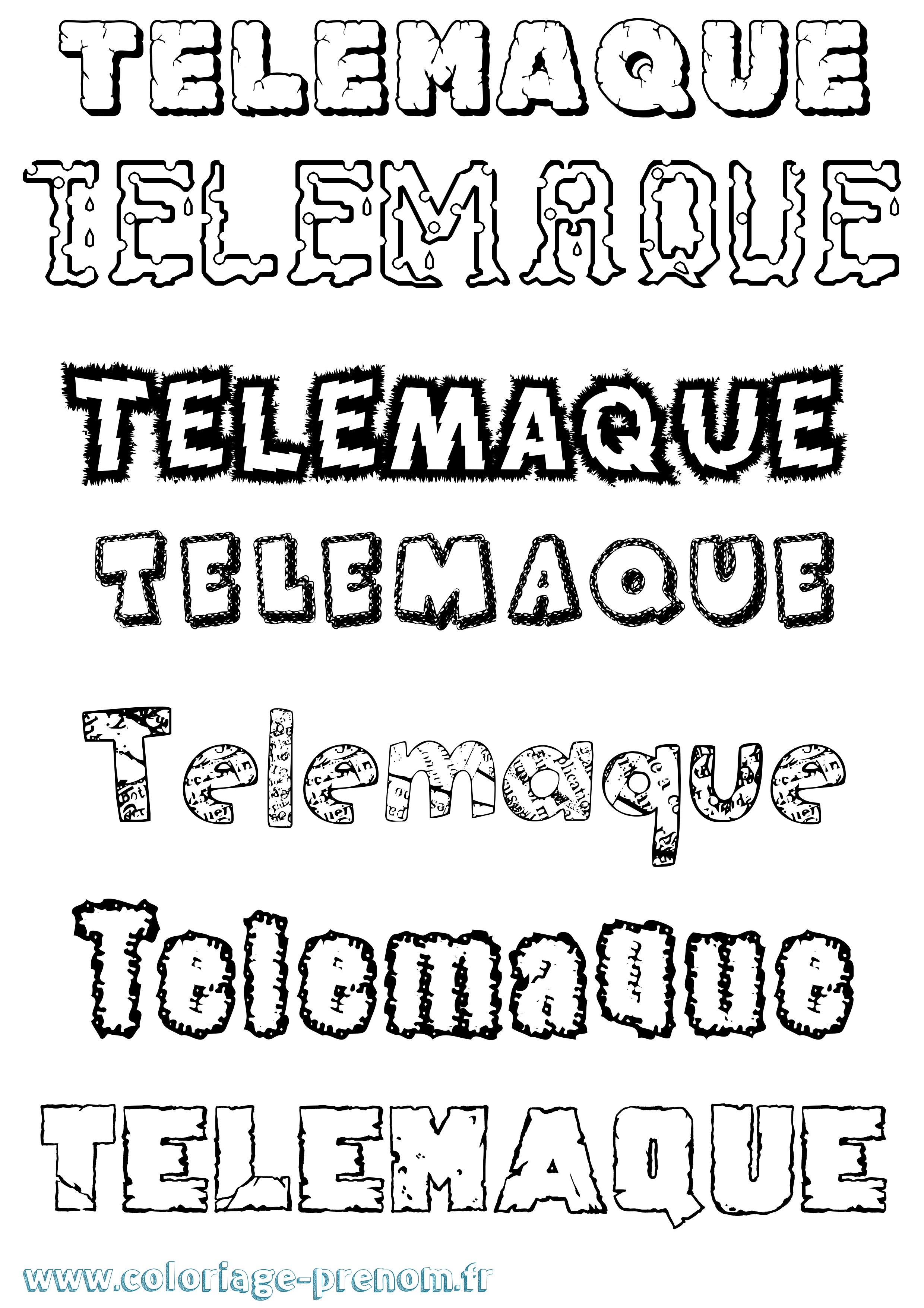 Coloriage Telemaque Destructuré Coloriage prénom Telemaque Destructuré