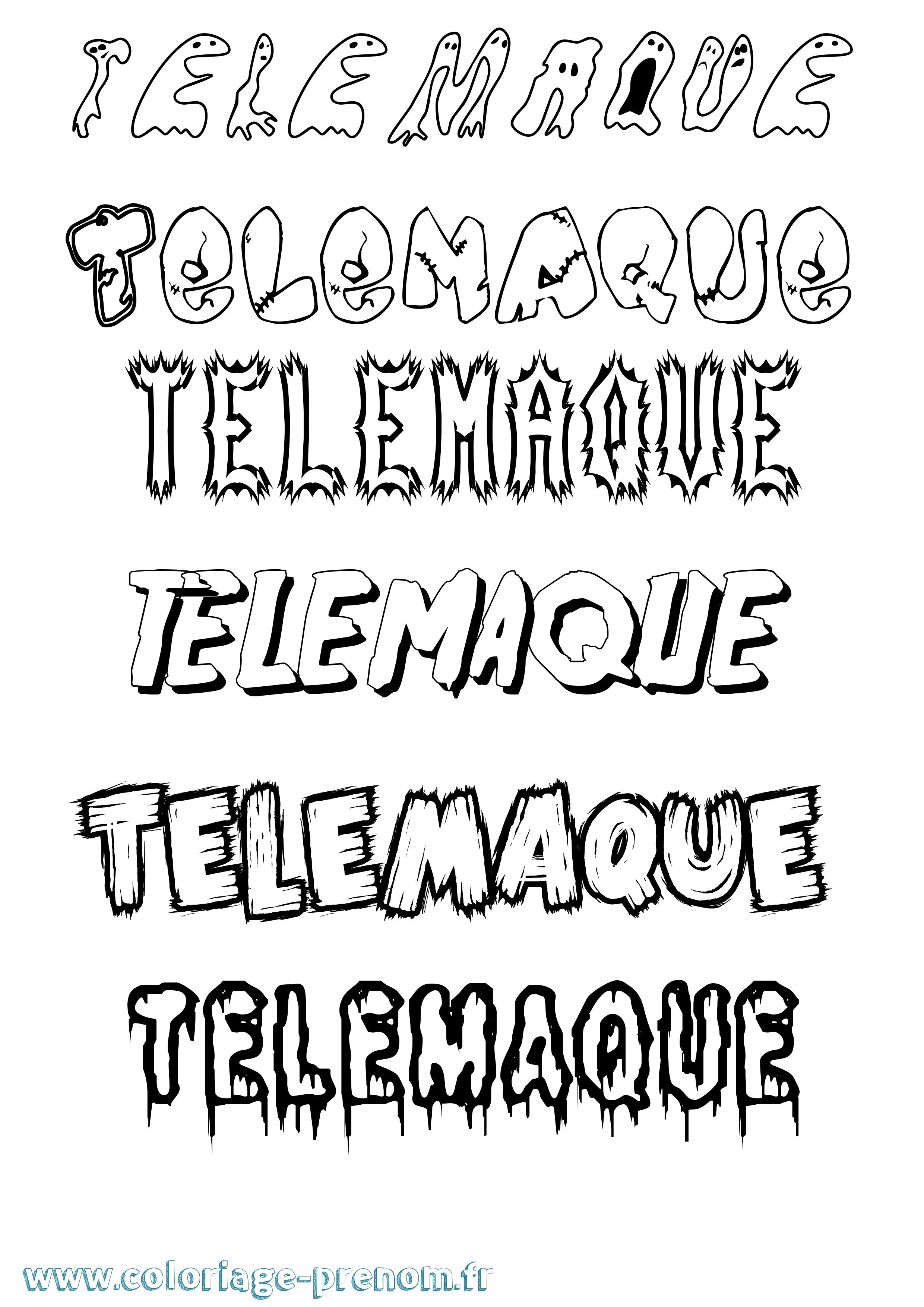 Coloriage Telemaque Frisson Coloriage prénom Telemaque Frisson