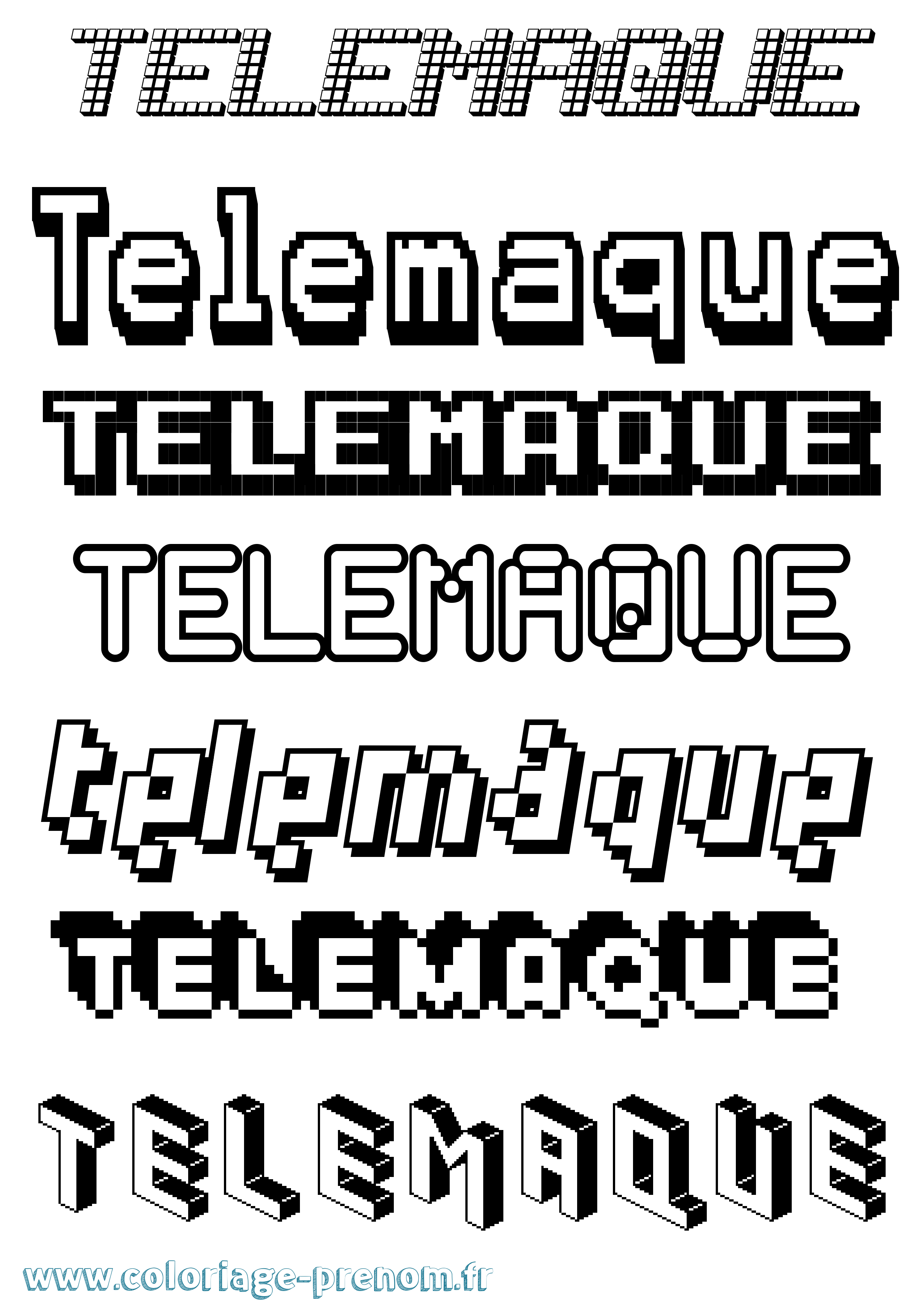 Coloriage Telemaque Pixel Coloriage prénom Telemaque Pixel