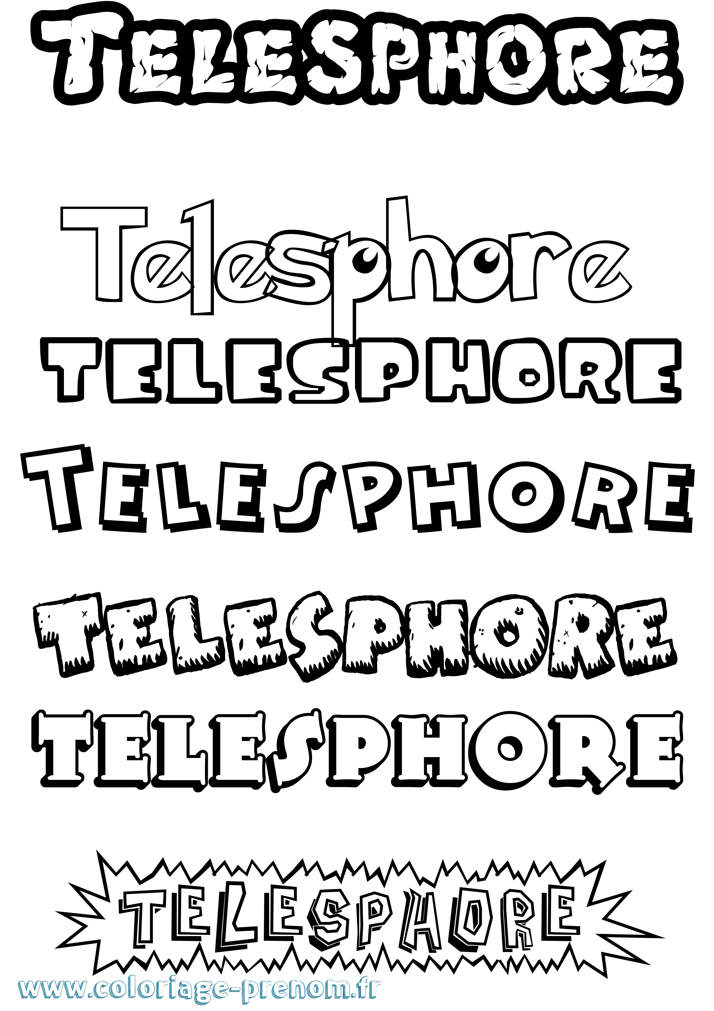 Coloriage Telesphore Dessin Animé Coloriage prénom Telesphore Dessin Animé