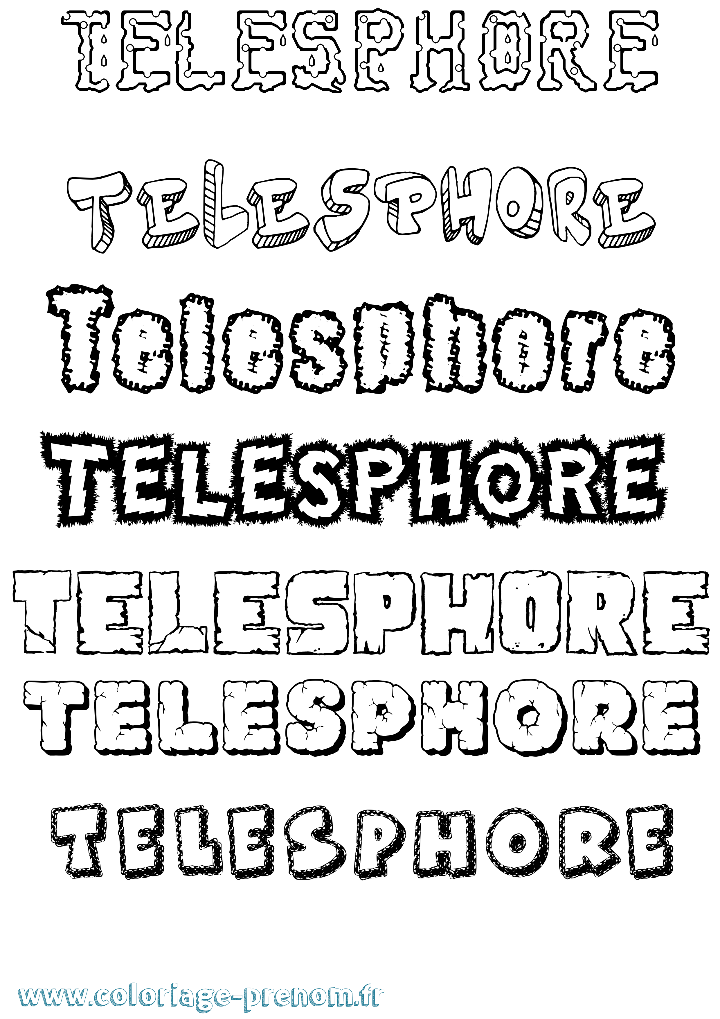 Coloriage Telesphore Destructuré Coloriage prénom Telesphore Destructuré