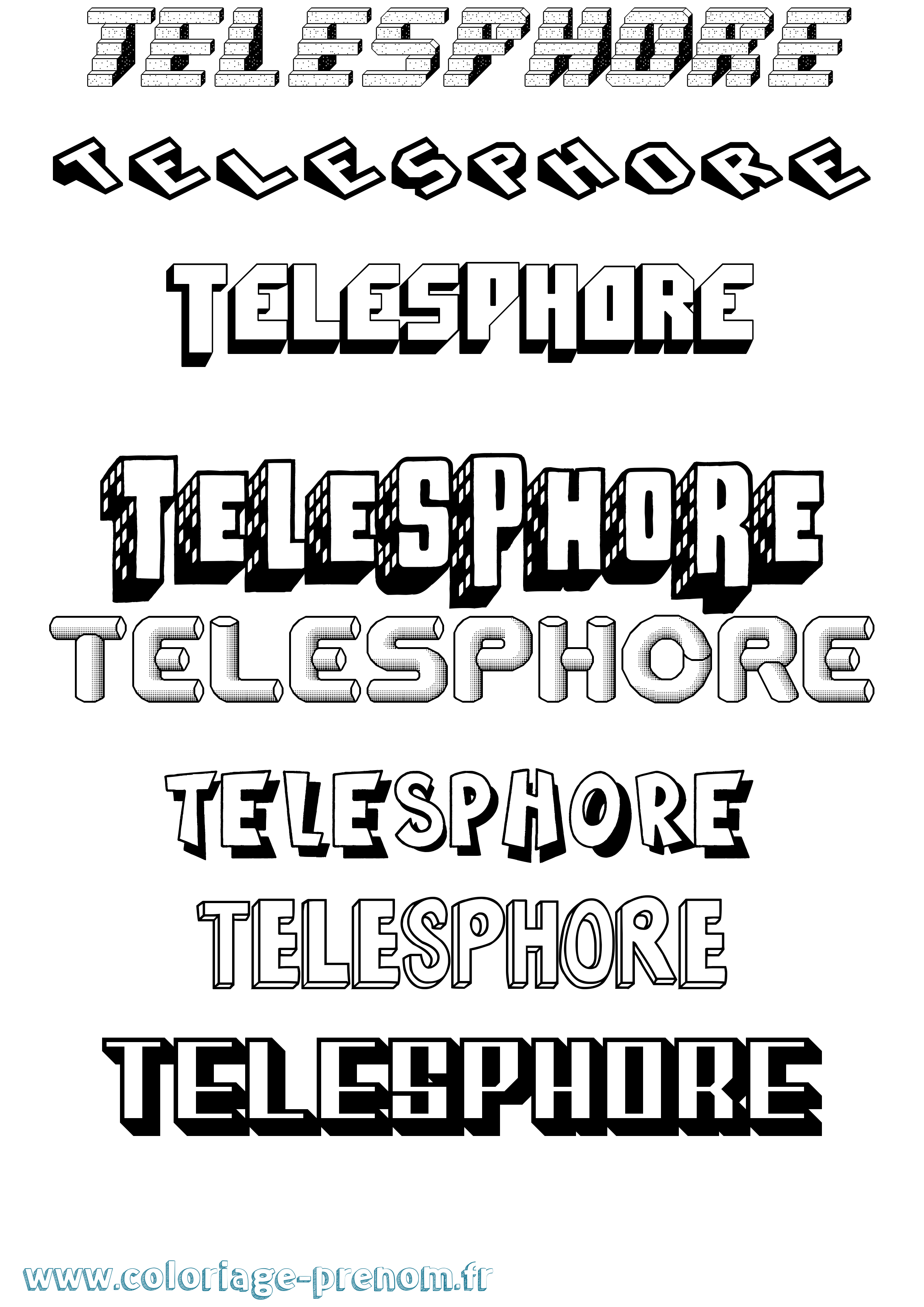 Coloriage Telesphore Effet 3D Coloriage prénom Telesphore Effet 3D
