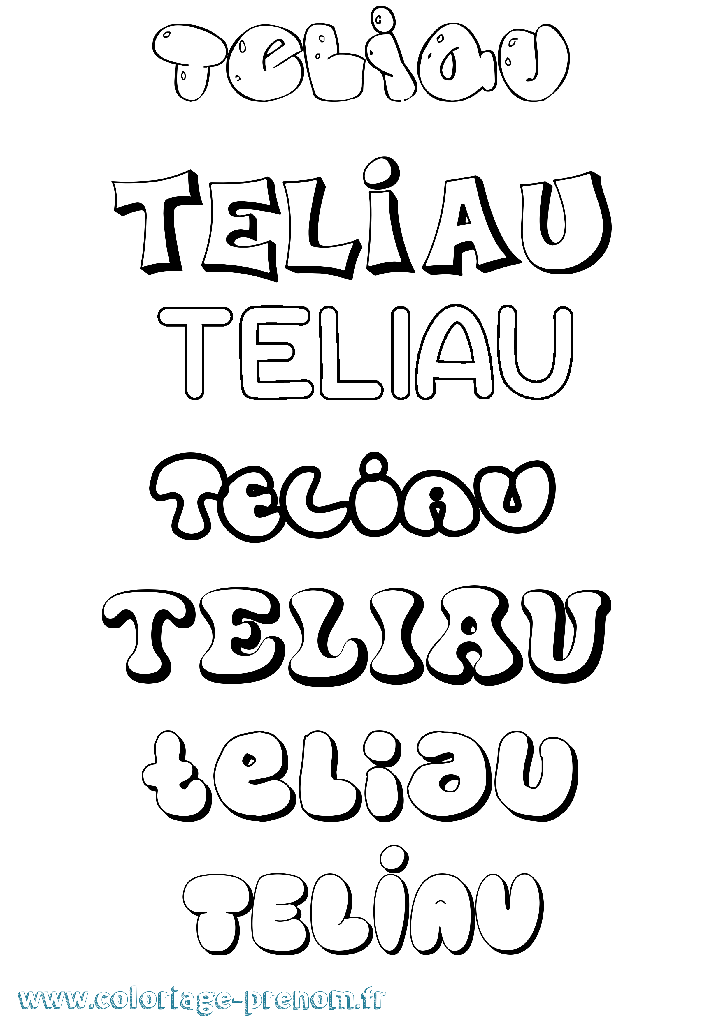 Coloriage Teliau Bubble Coloriage prénom Teliau Bubble