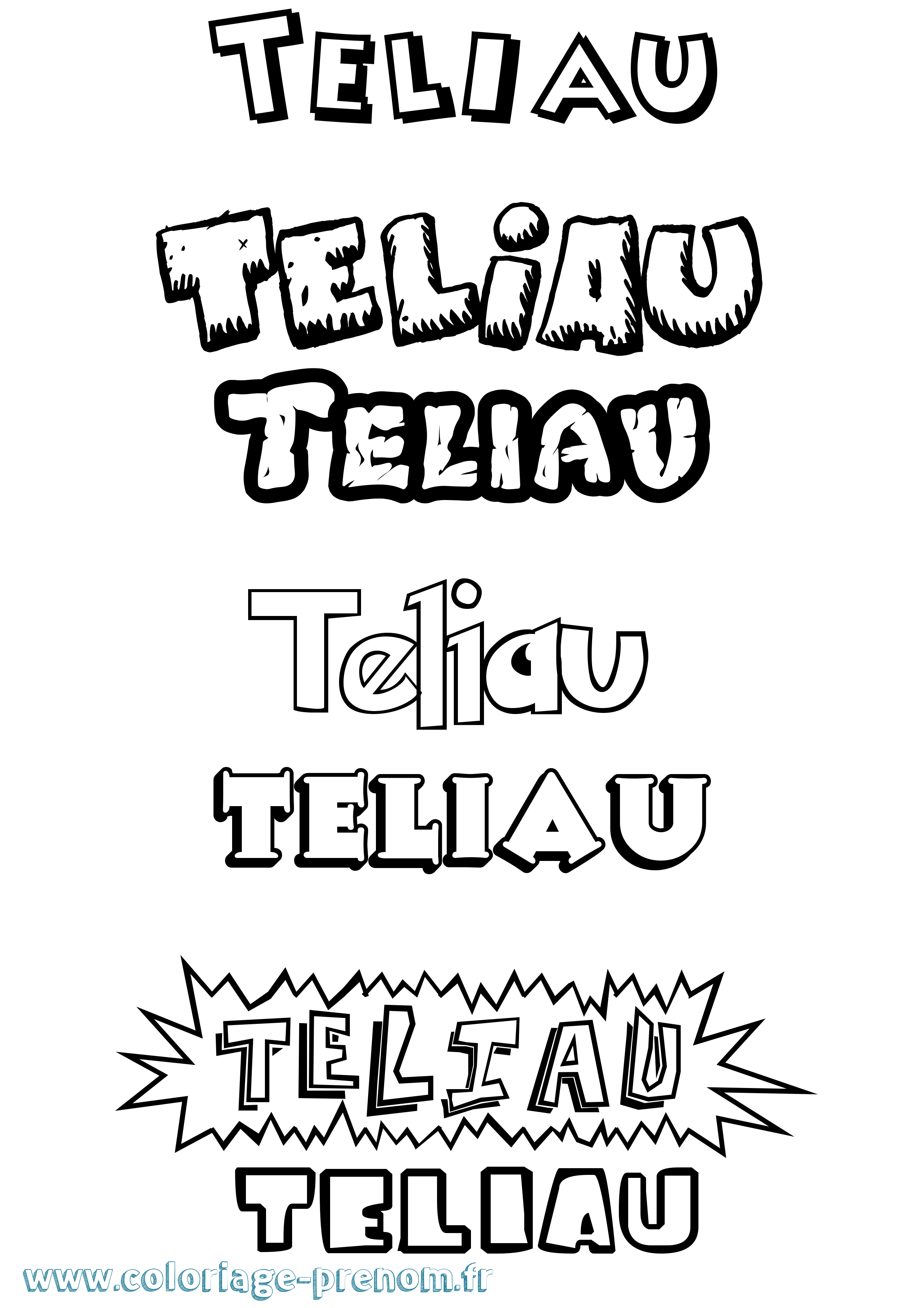 Coloriage Teliau Dessin Animé Coloriage prénom Teliau Dessin Animé