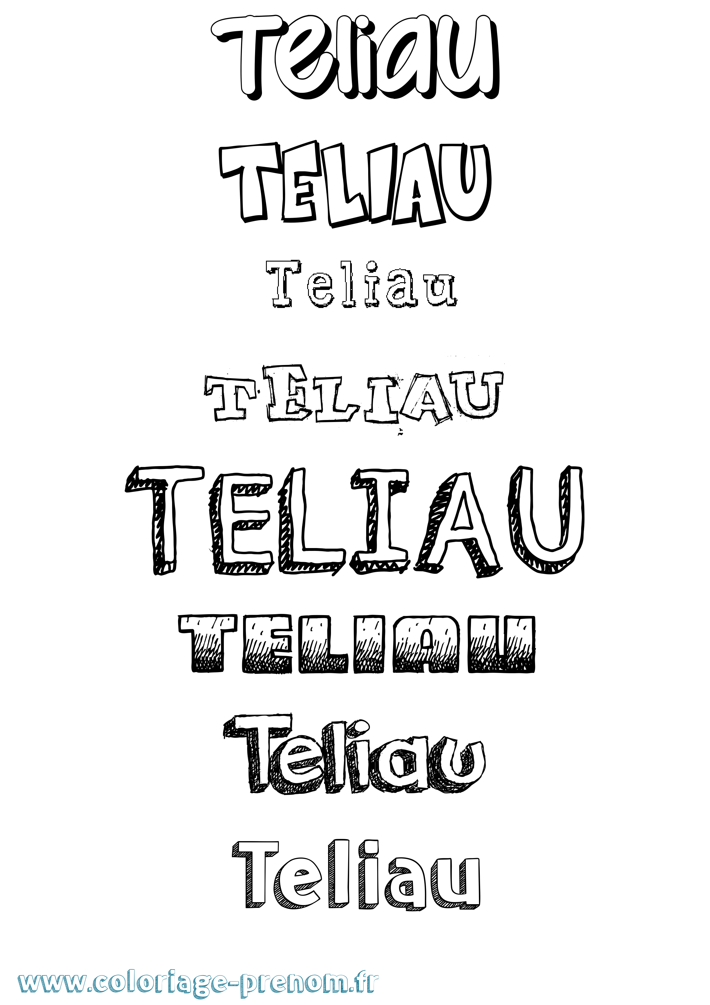 Coloriage Teliau Dessiné Coloriage prénom Teliau Dessiné