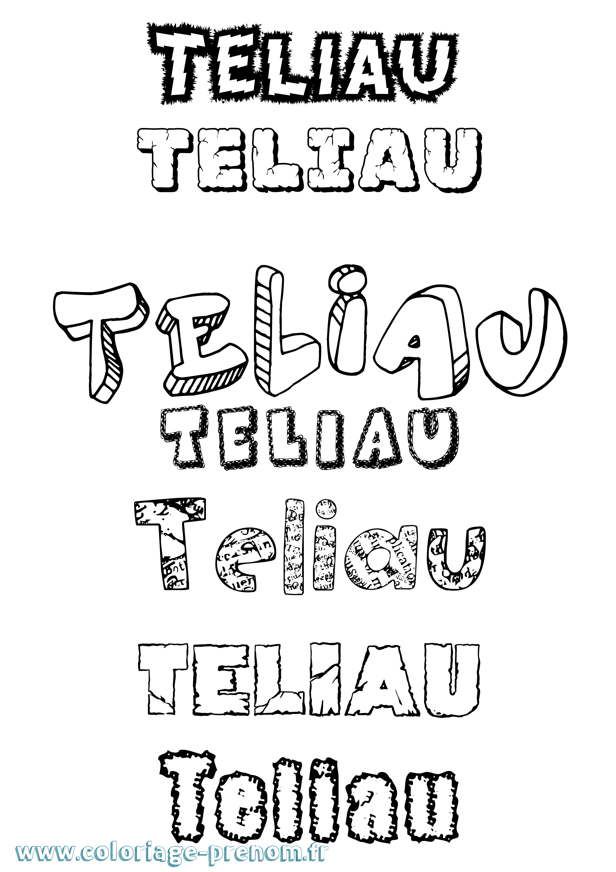 Coloriage Teliau Destructuré Coloriage prénom Teliau Destructuré