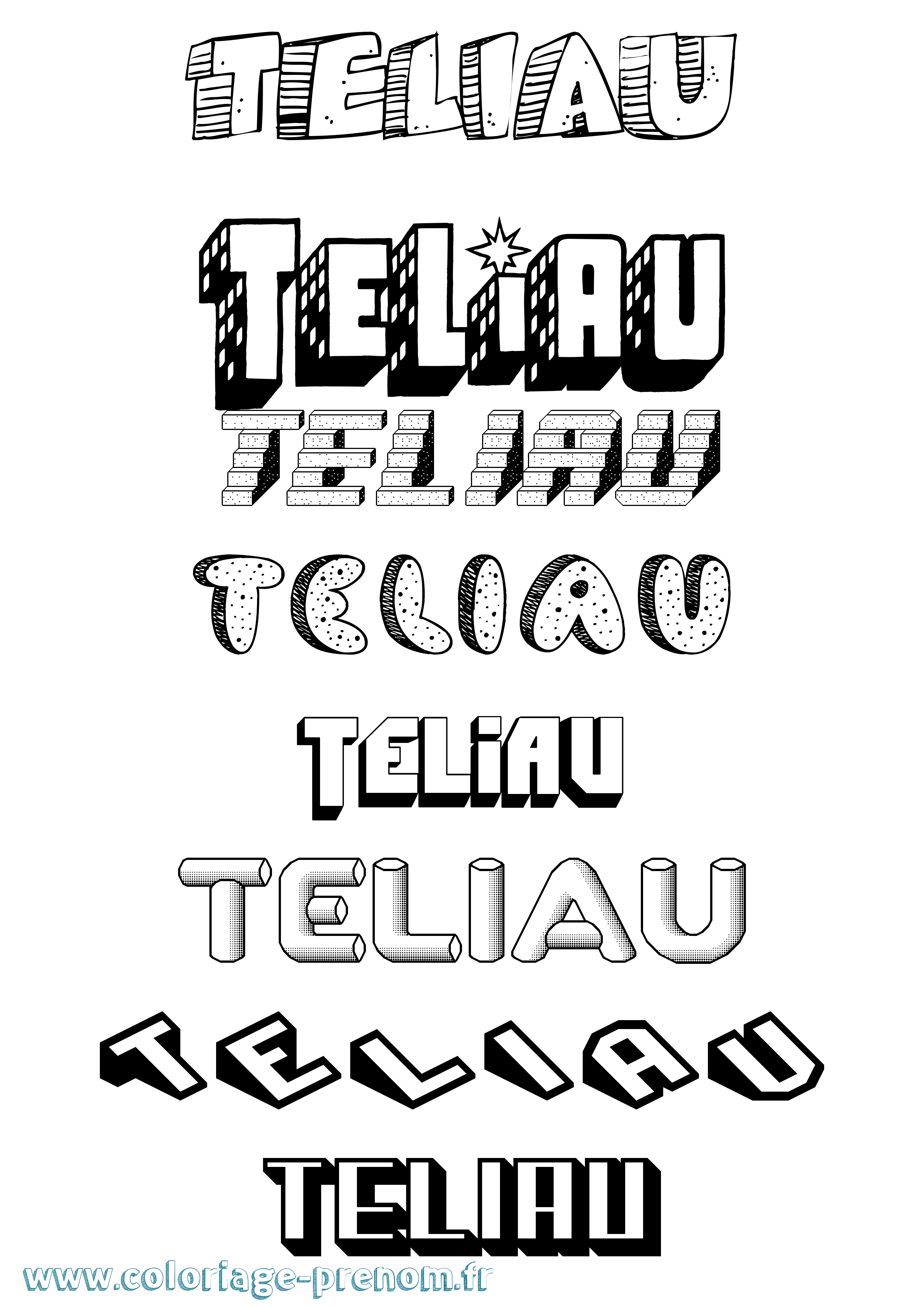 Coloriage Teliau Effet 3D Coloriage prénom Teliau Effet 3D
