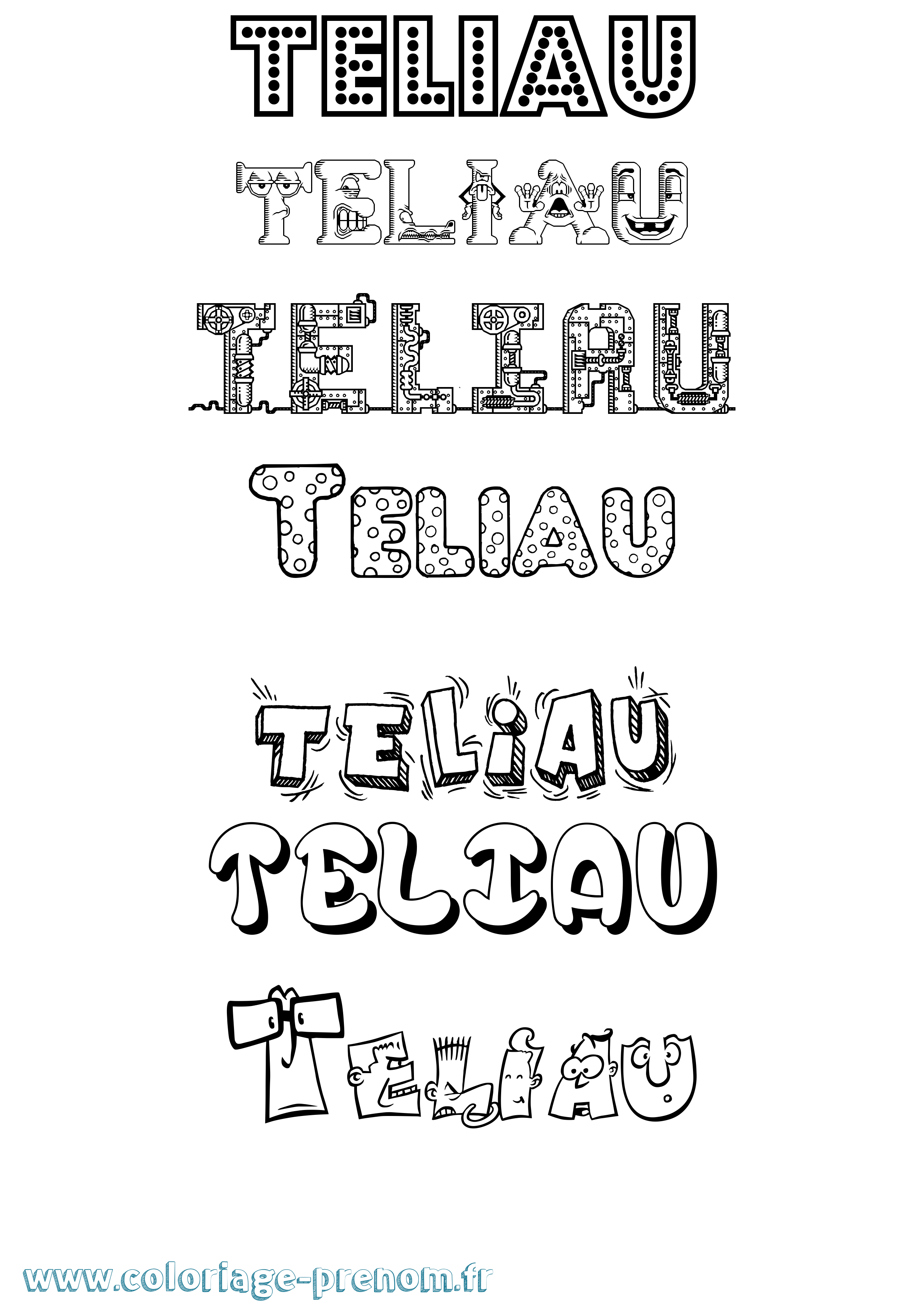 Coloriage Teliau Fun Coloriage prénom Teliau Fun