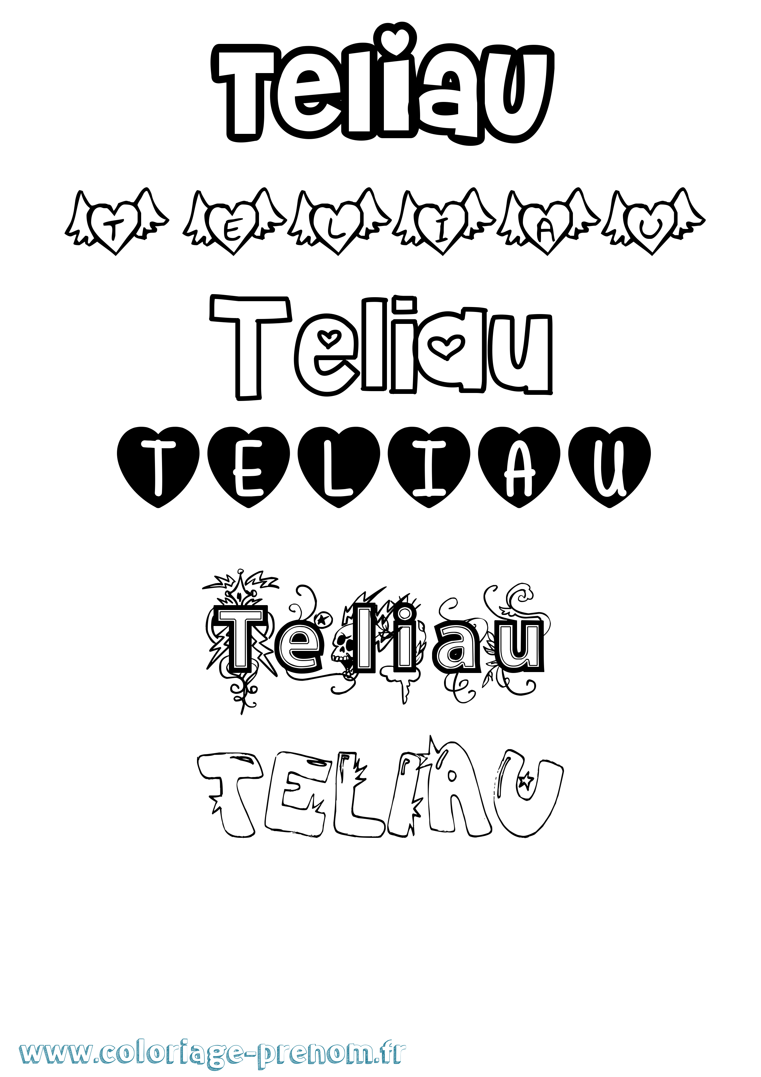 Coloriage Teliau Girly Coloriage prénom Teliau Girly