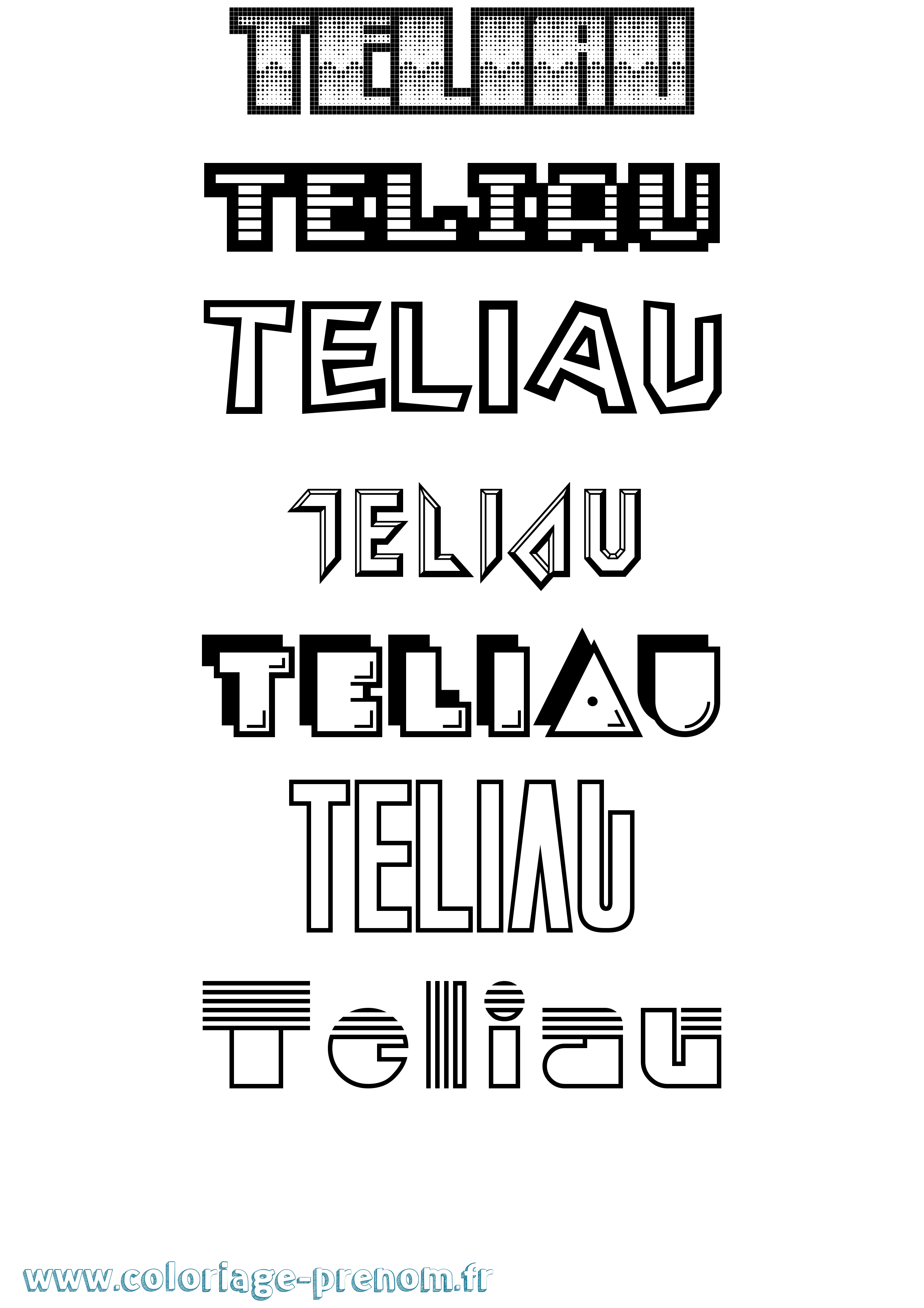 Coloriage Teliau Jeux Vidéos Coloriage prénom Teliau Jeux Vidéos