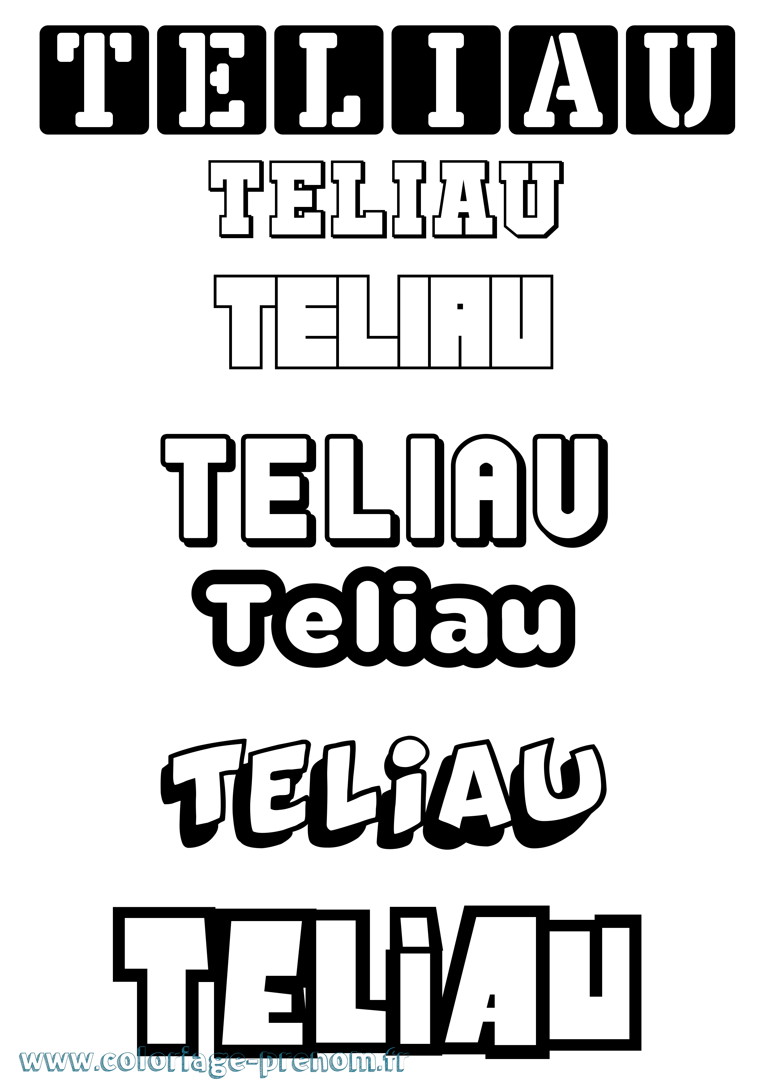 Coloriage Teliau Simple Coloriage prénom Teliau Simple