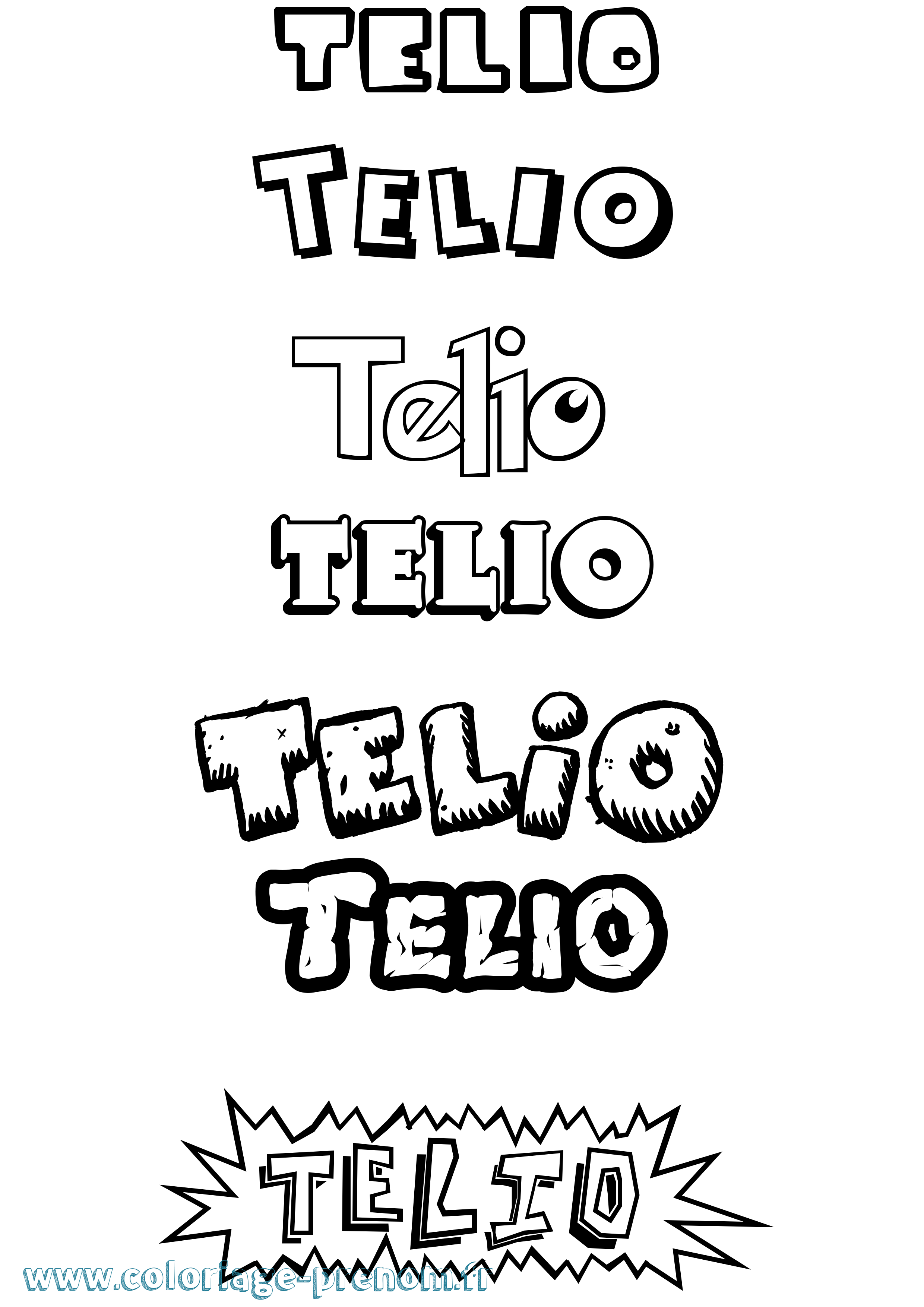 Coloriage Telio Dessin Animé Coloriage prénom Telio Dessin Animé