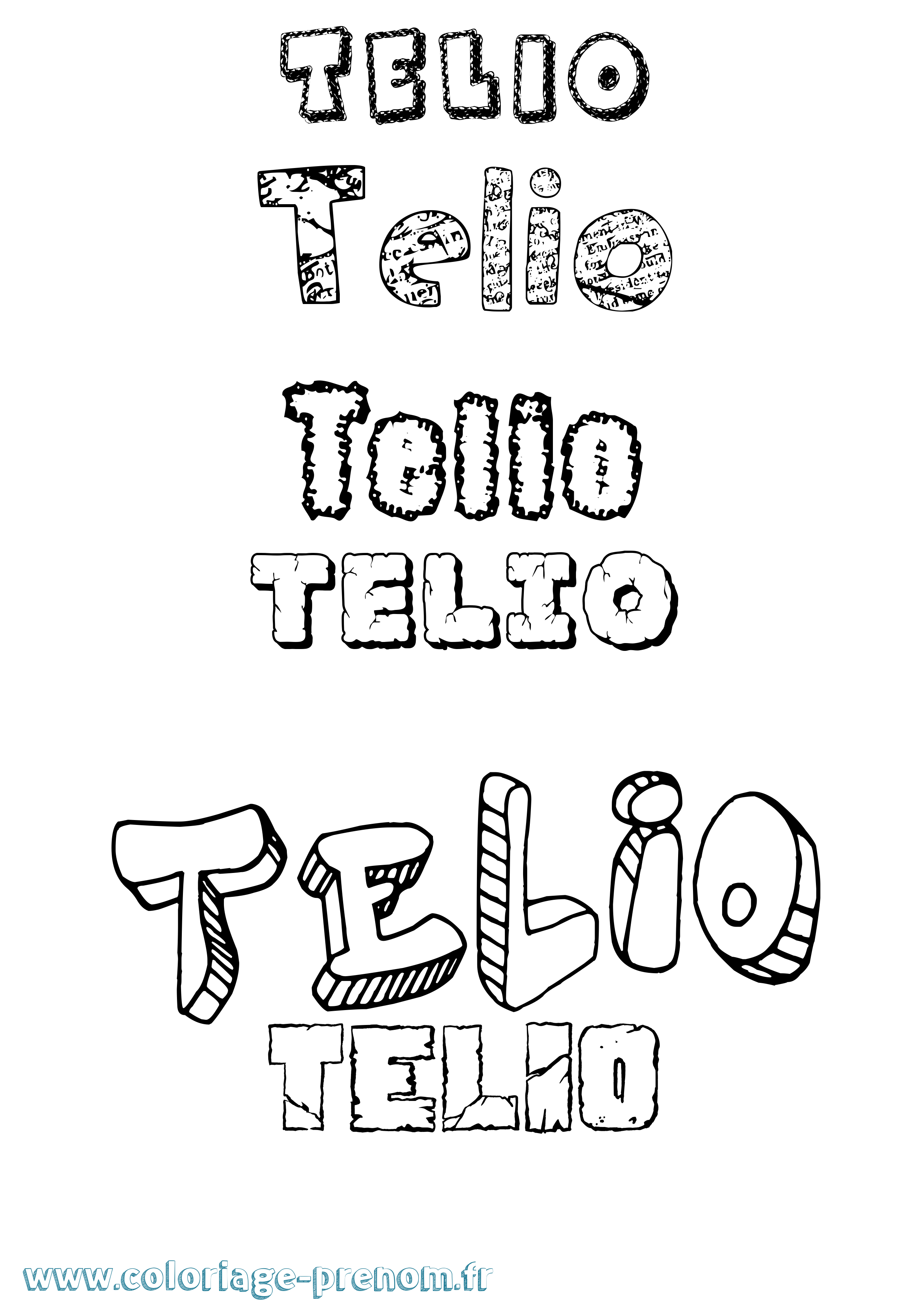 Coloriage Telio Destructuré Coloriage prénom Telio Destructuré