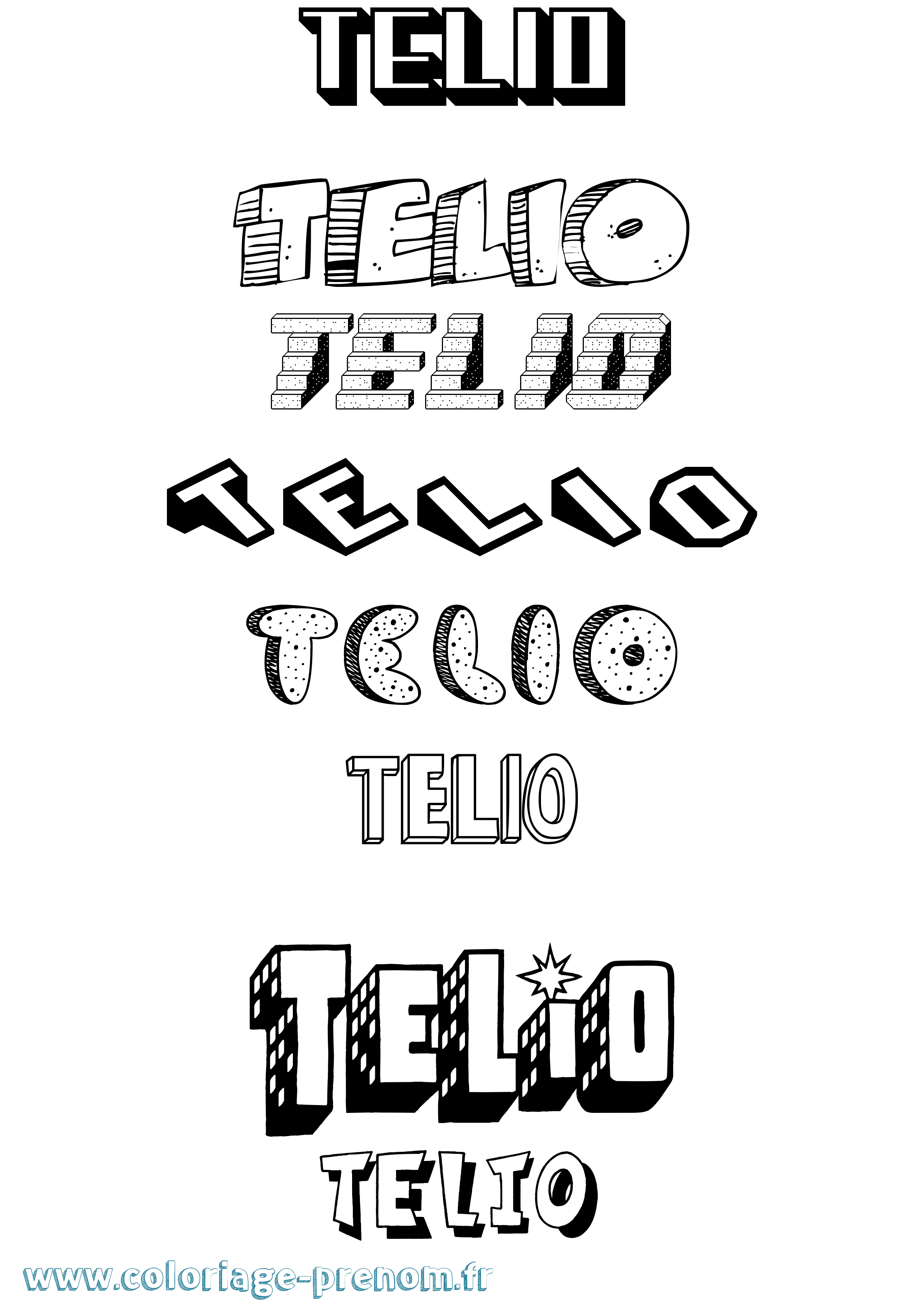 Coloriage Telio Effet 3D Coloriage prénom Telio Effet 3D