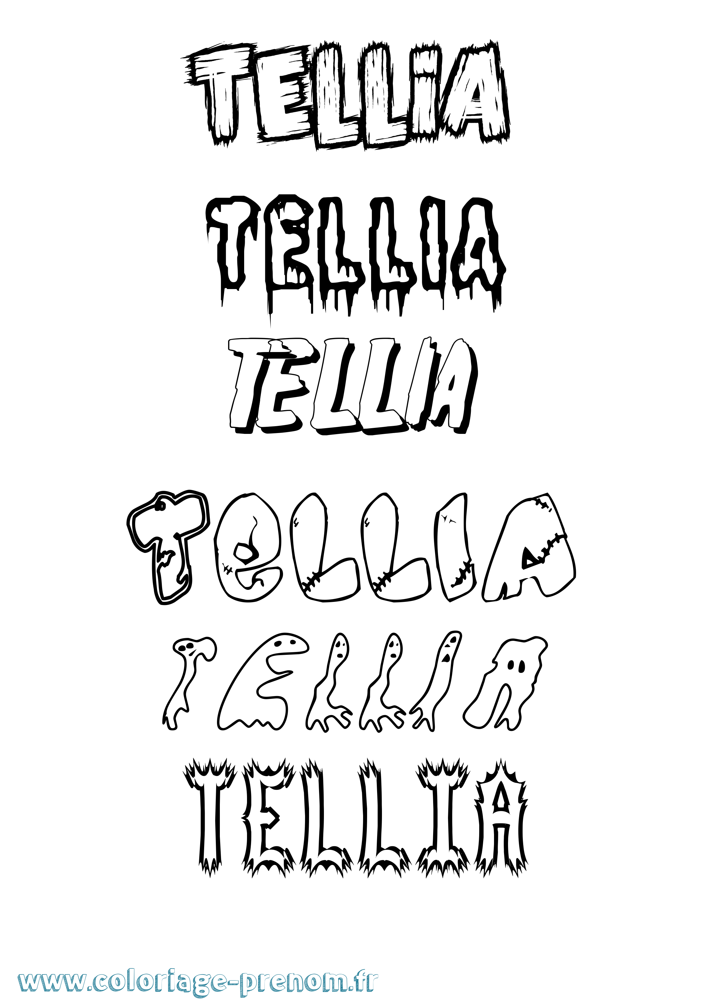Coloriage Tellia Frisson Coloriage prénom Tellia Frisson