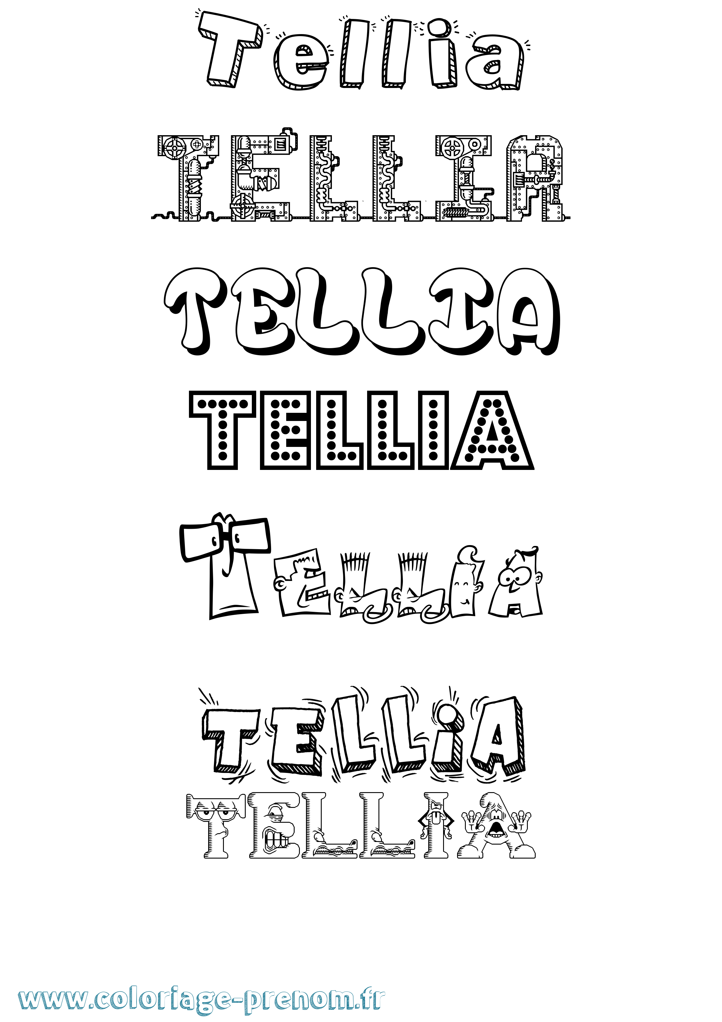Coloriage Tellia Fun Coloriage prénom Tellia Fun