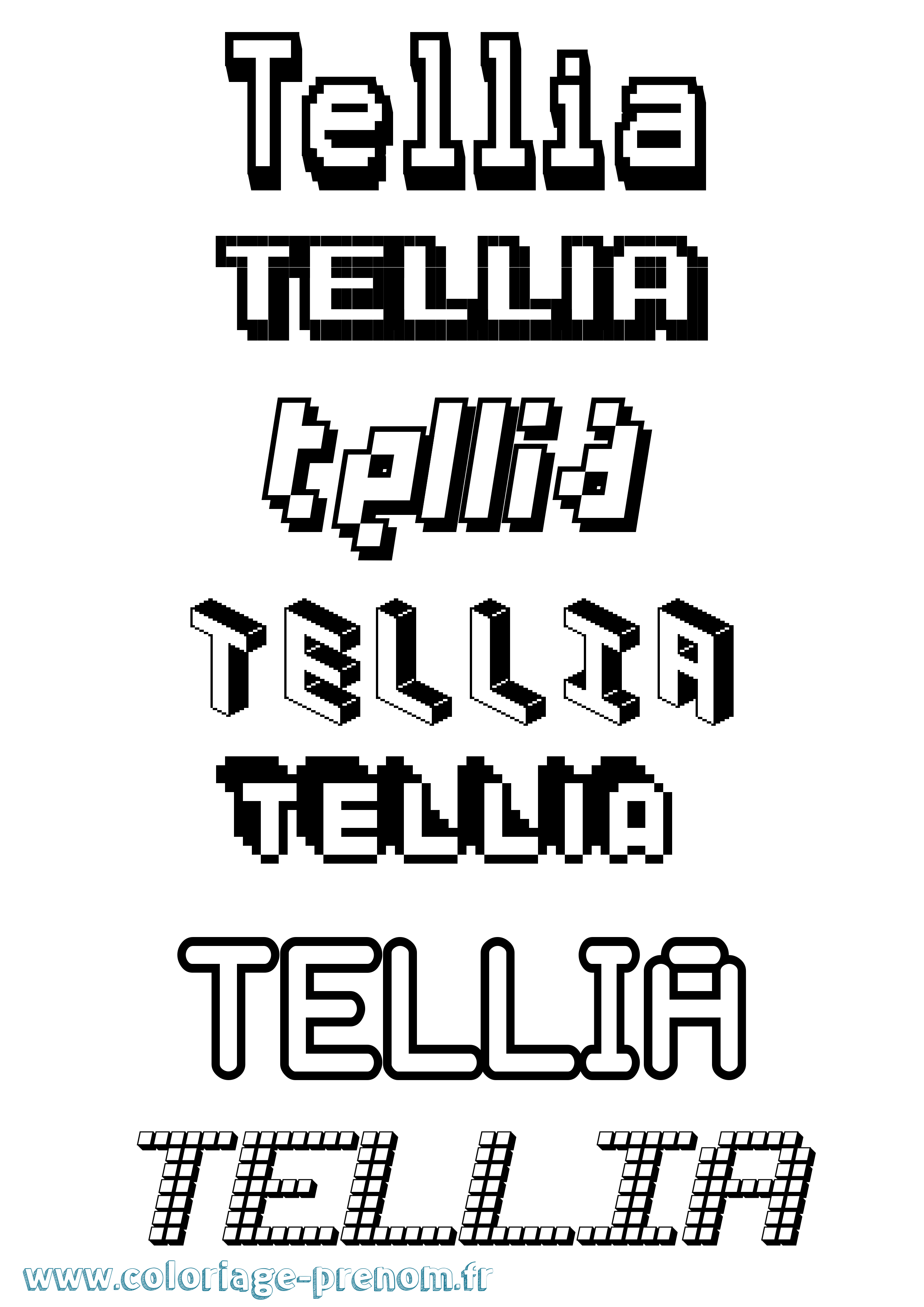 Coloriage Tellia Pixel Coloriage prénom Tellia Pixel