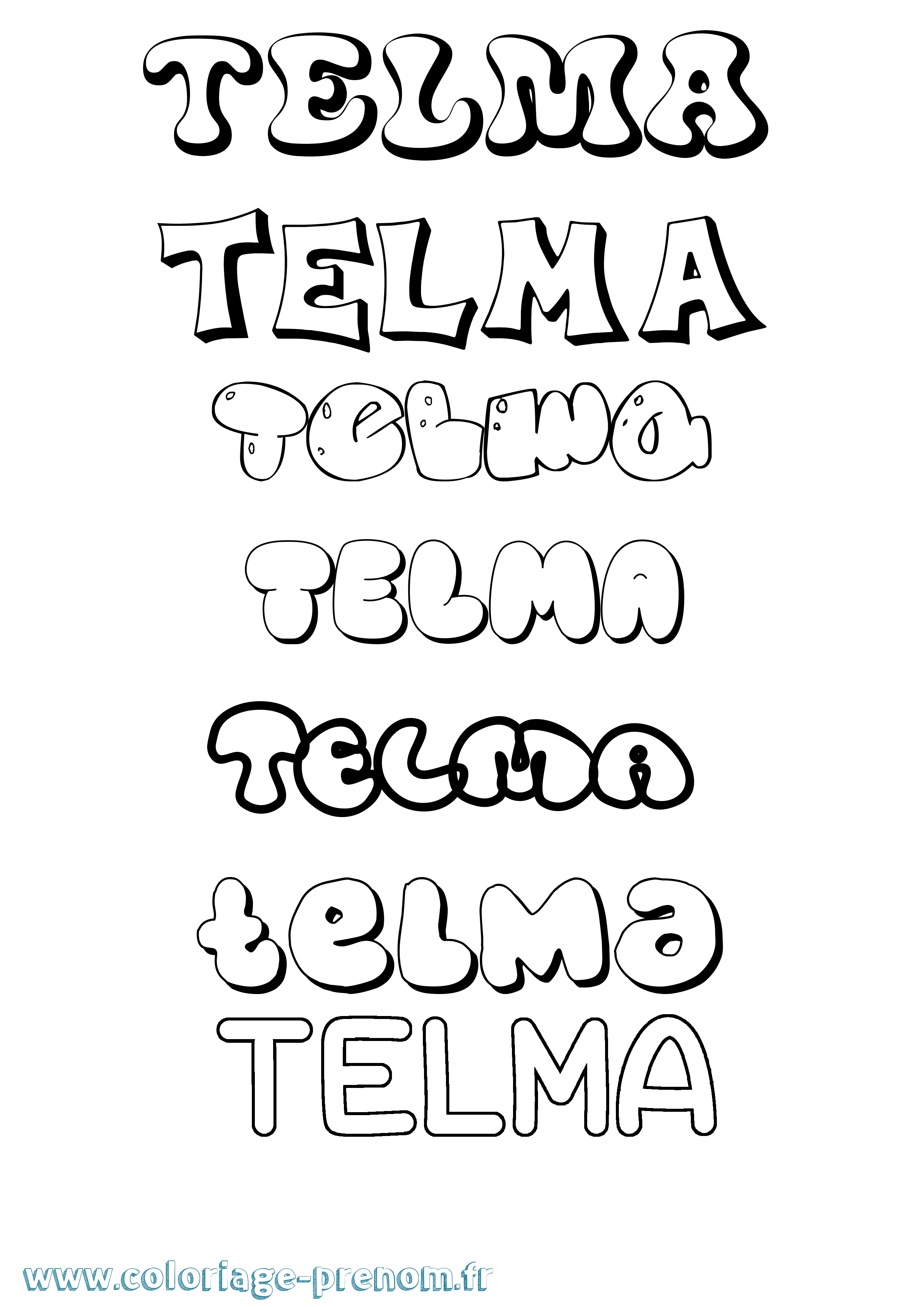 Coloriage Telma Bubble Coloriage prénom Telma Bubble
