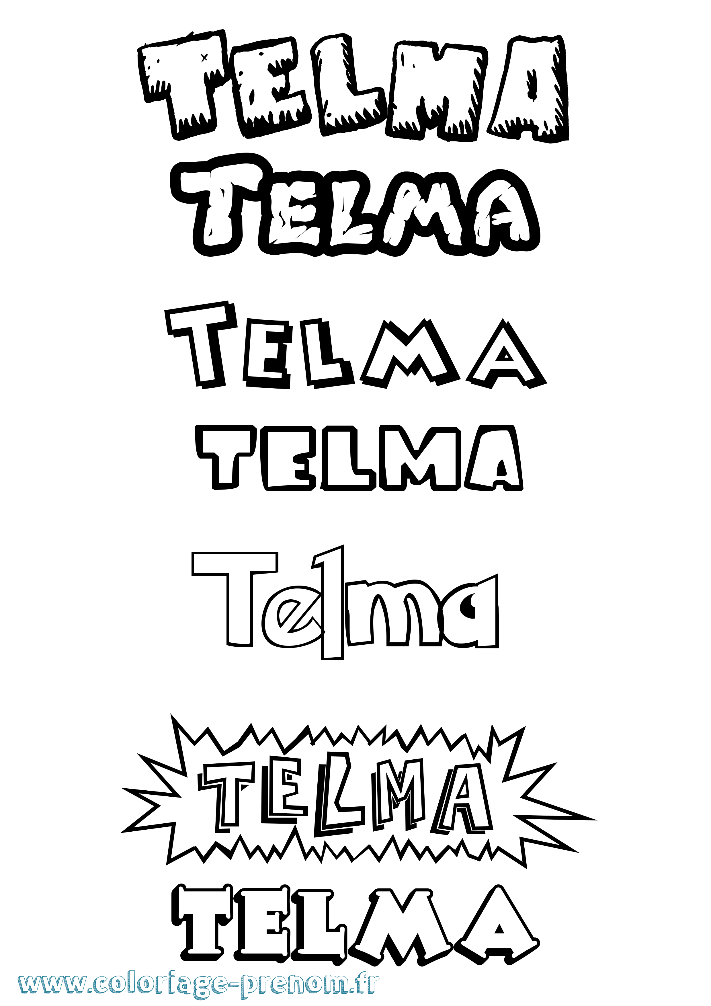 Coloriage Telma Dessin Animé Coloriage prénom Telma Dessin Animé