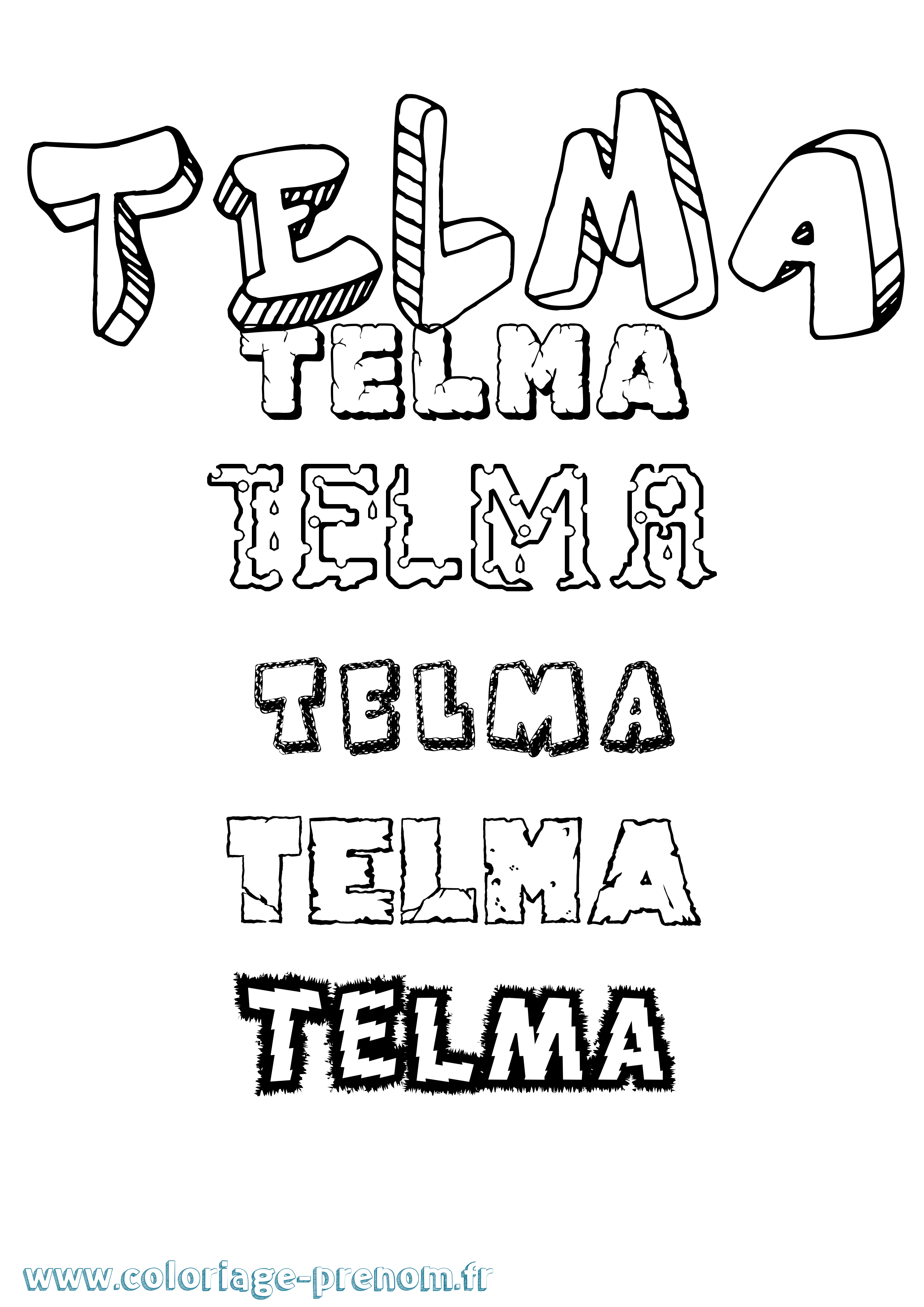 Coloriage Telma Destructuré Coloriage prénom Telma Destructuré