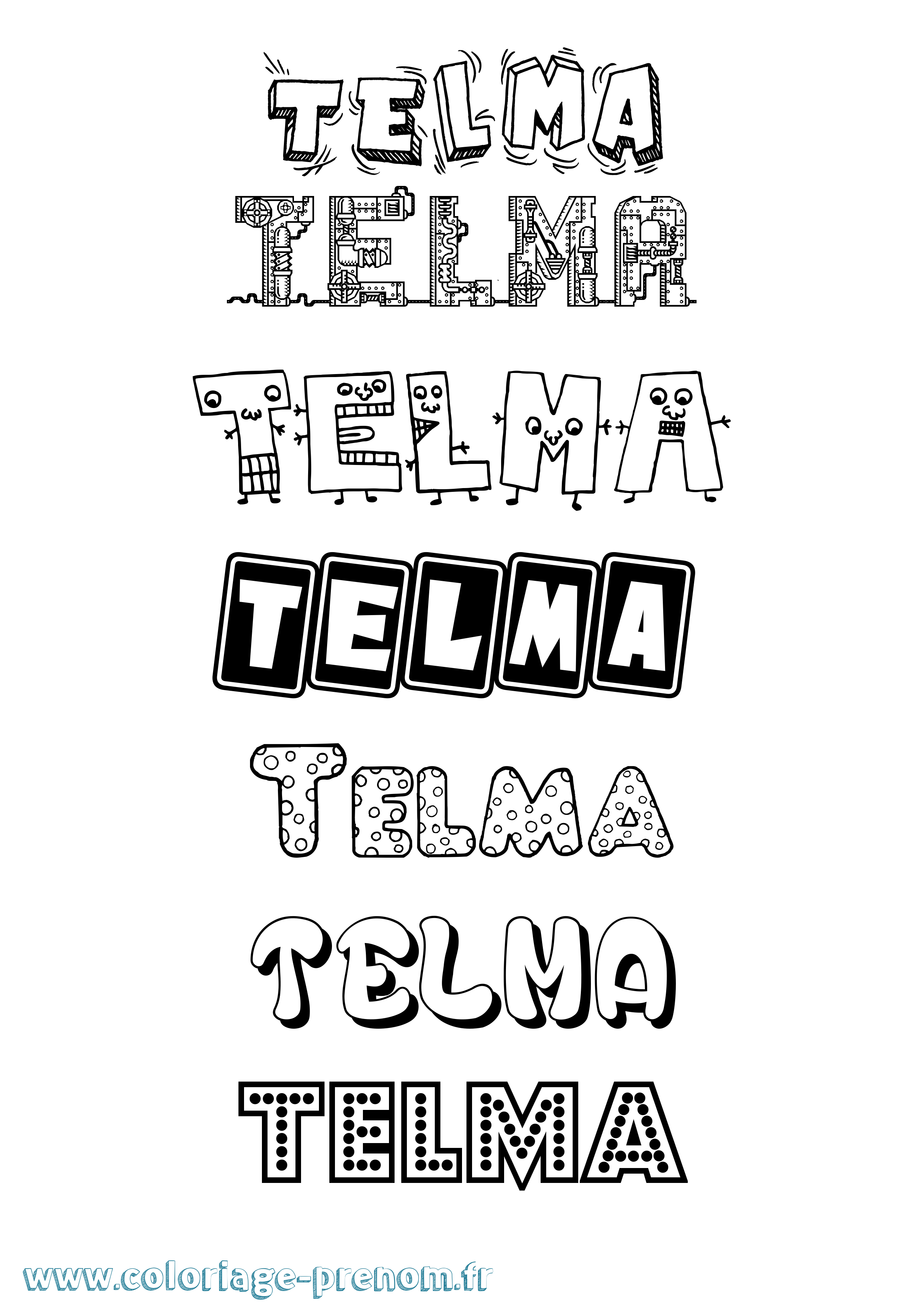Coloriage Telma Fun Coloriage prénom Telma Fun