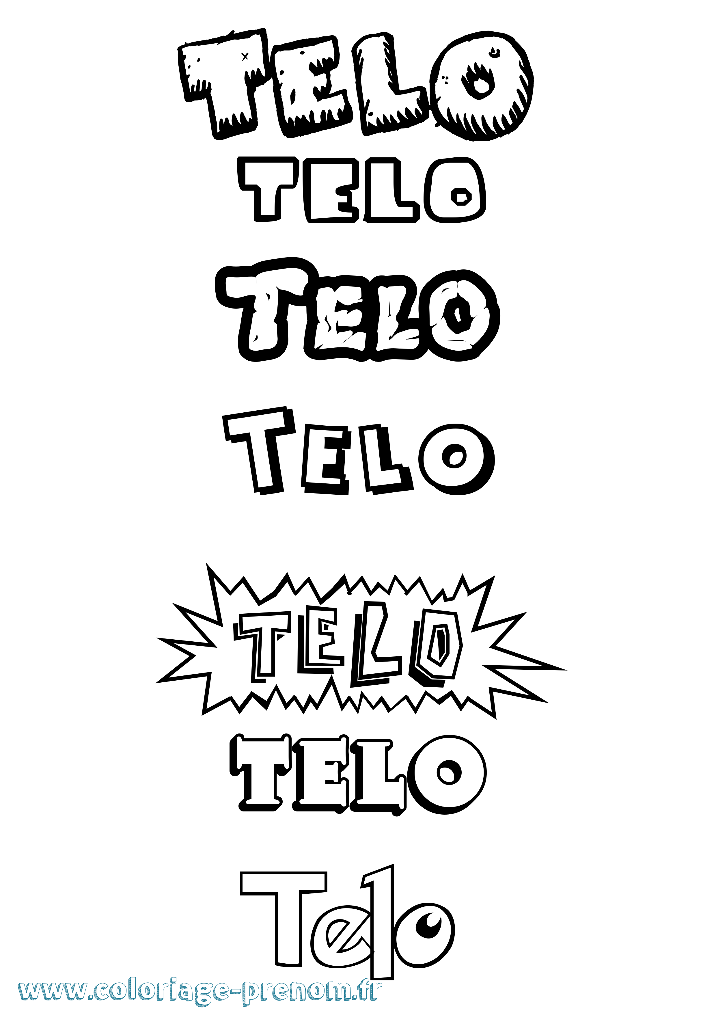 Coloriage Telo Dessin Animé Coloriage prénom Telo Dessin Animé