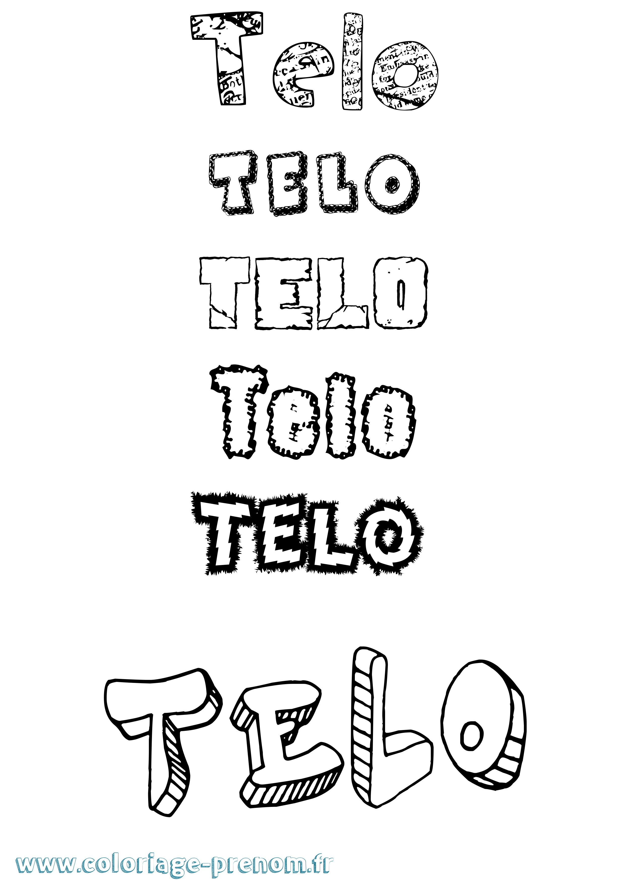 Coloriage Telo Destructuré Coloriage prénom Telo Destructuré
