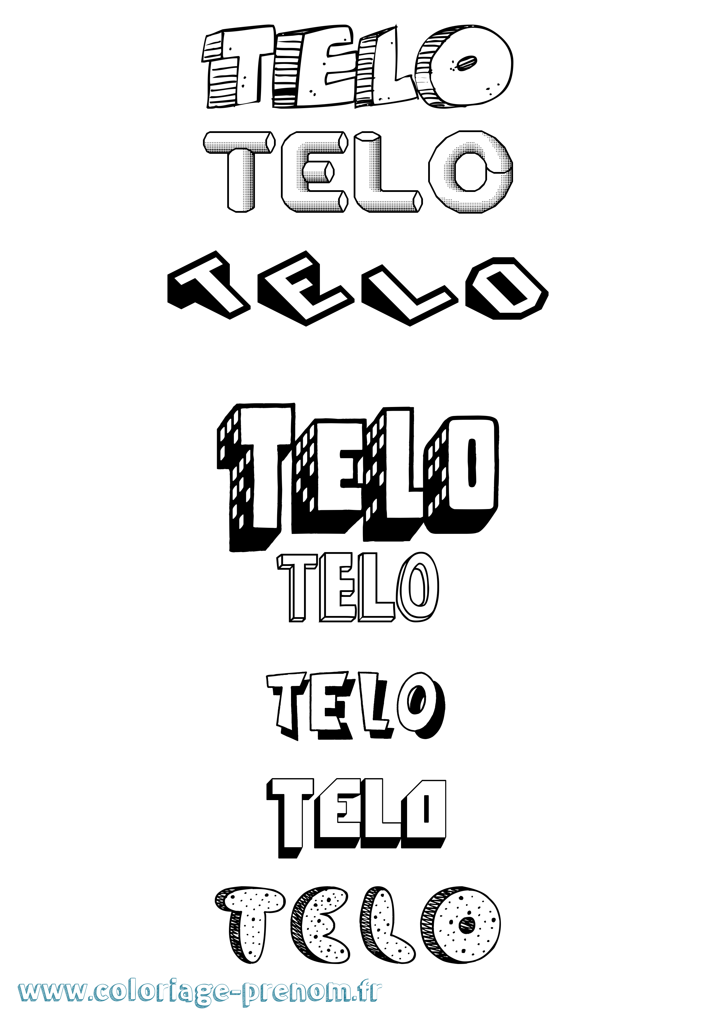 Coloriage Telo Effet 3D Coloriage prénom Telo Effet 3D