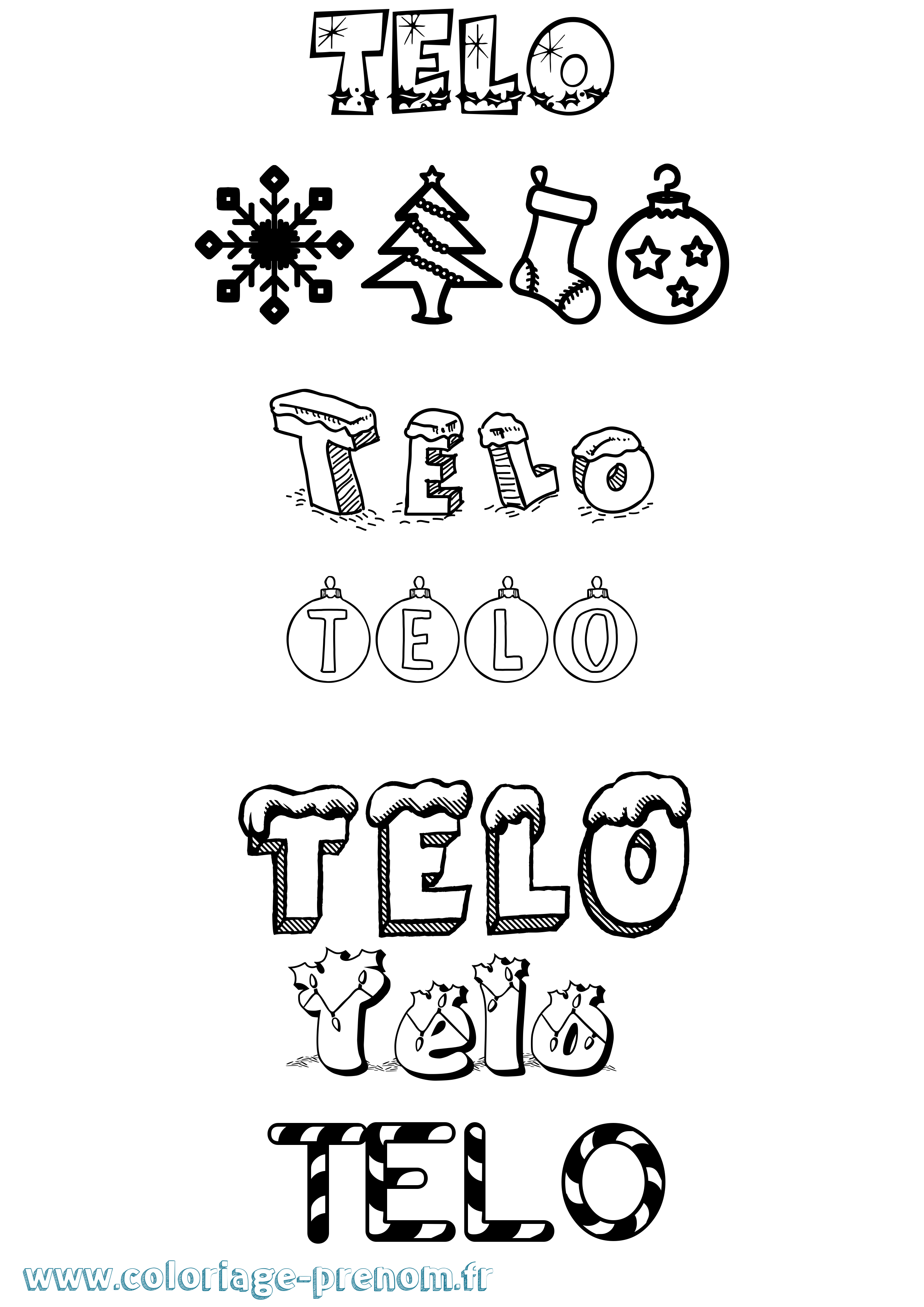 Coloriage Telo Noël Coloriage prénom Telo Noël