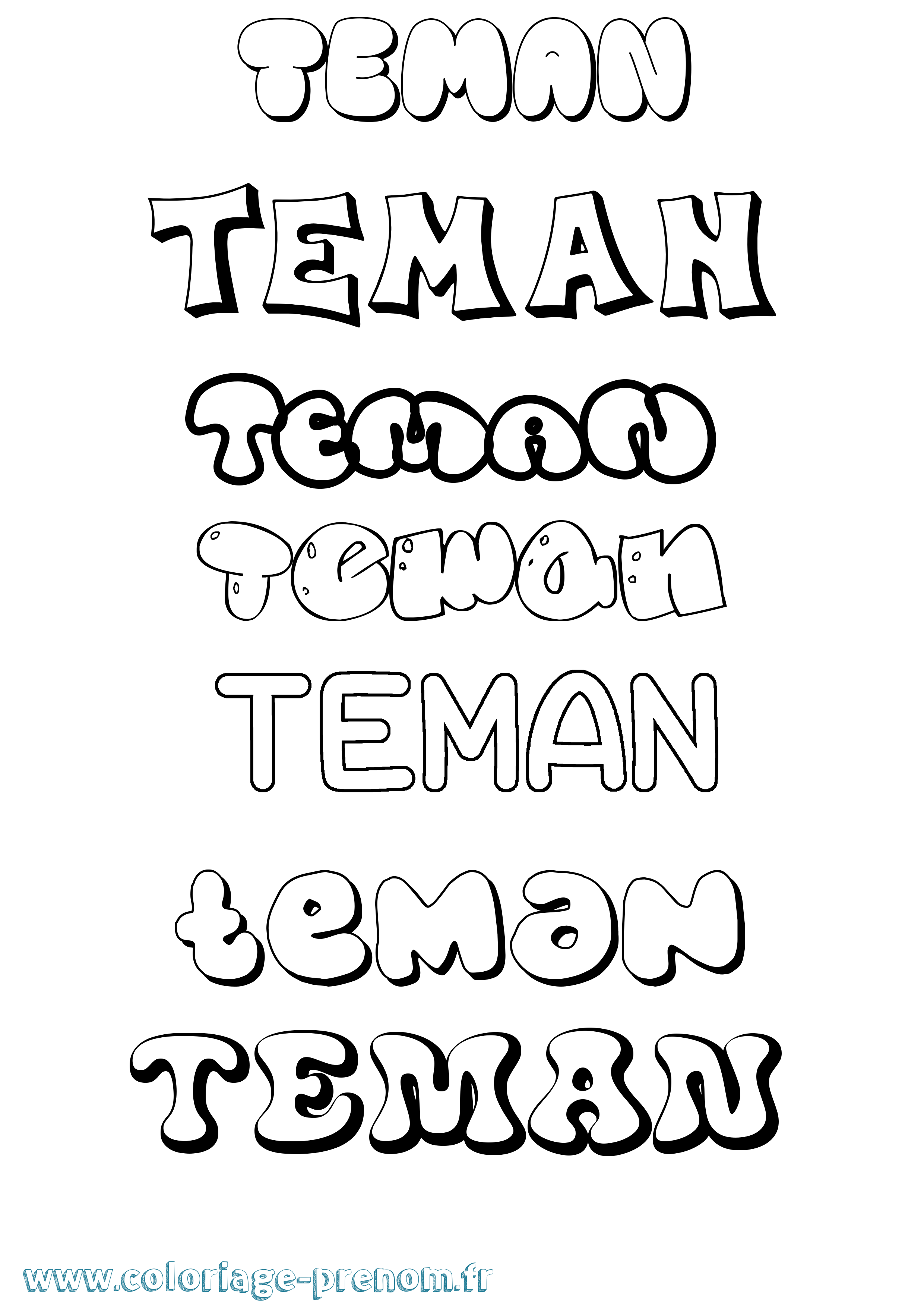 Coloriage Teman Bubble Coloriage prénom Teman Bubble