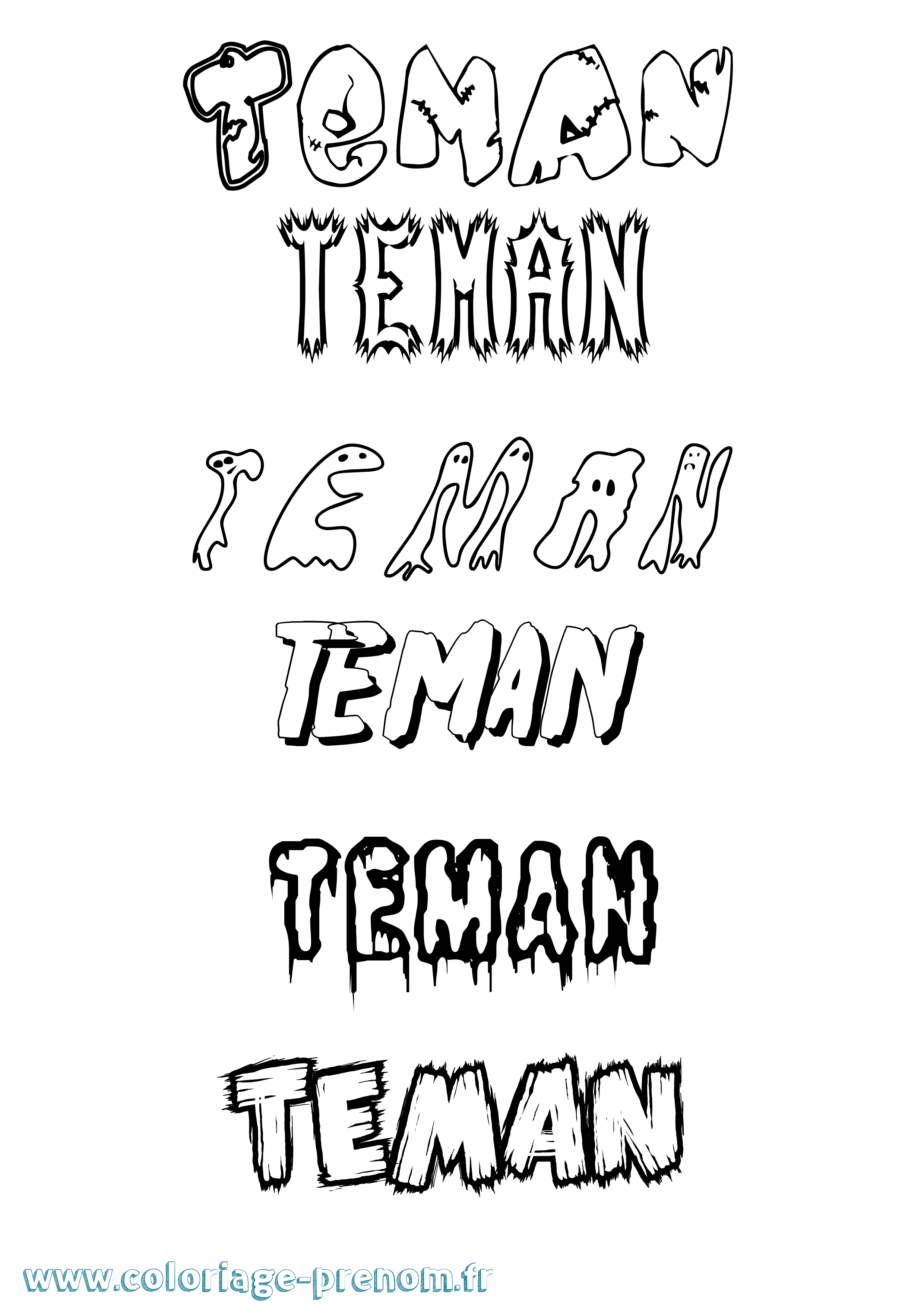Coloriage Teman Frisson Coloriage prénom Teman Frisson